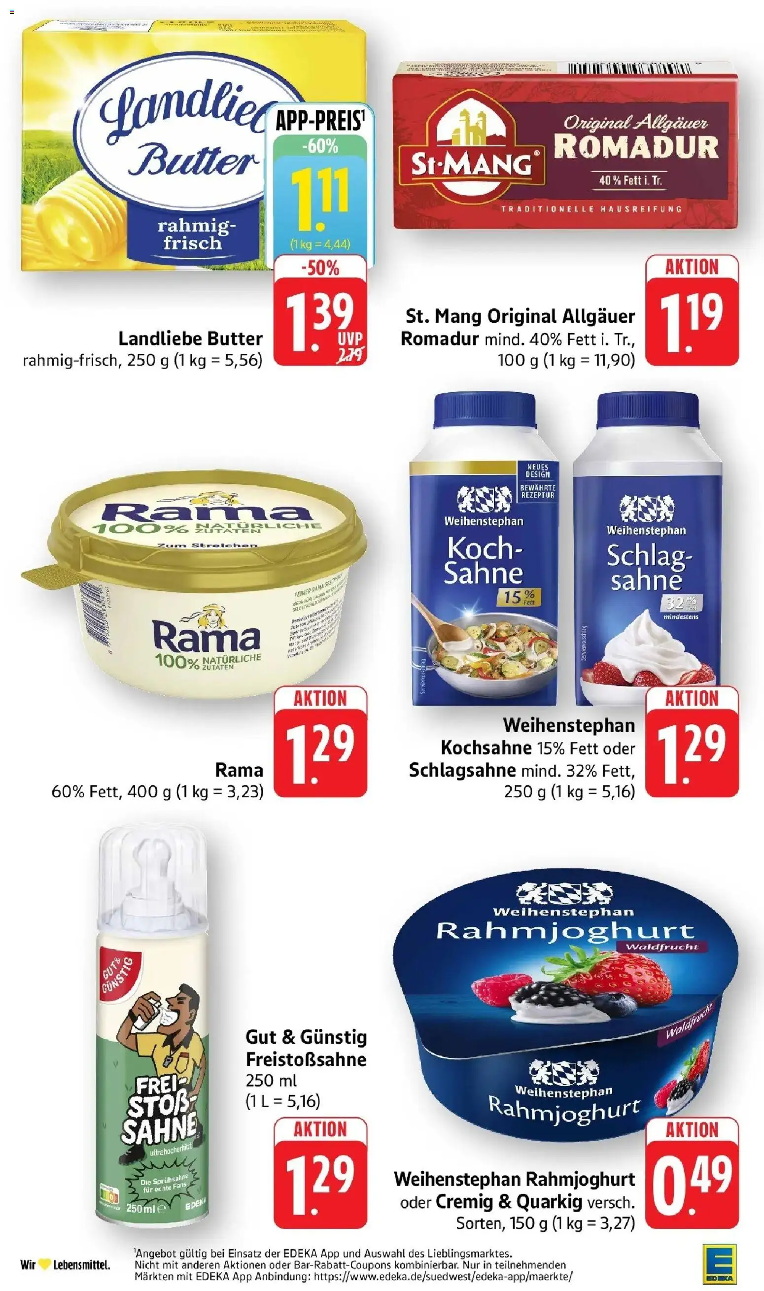 Edeka prospekt Nonnenhorn / Bodensee – gültig ab 22.06.2026 | Seite: 16 | Produkte: Rama, Butter, Landliebe butter, Sahne