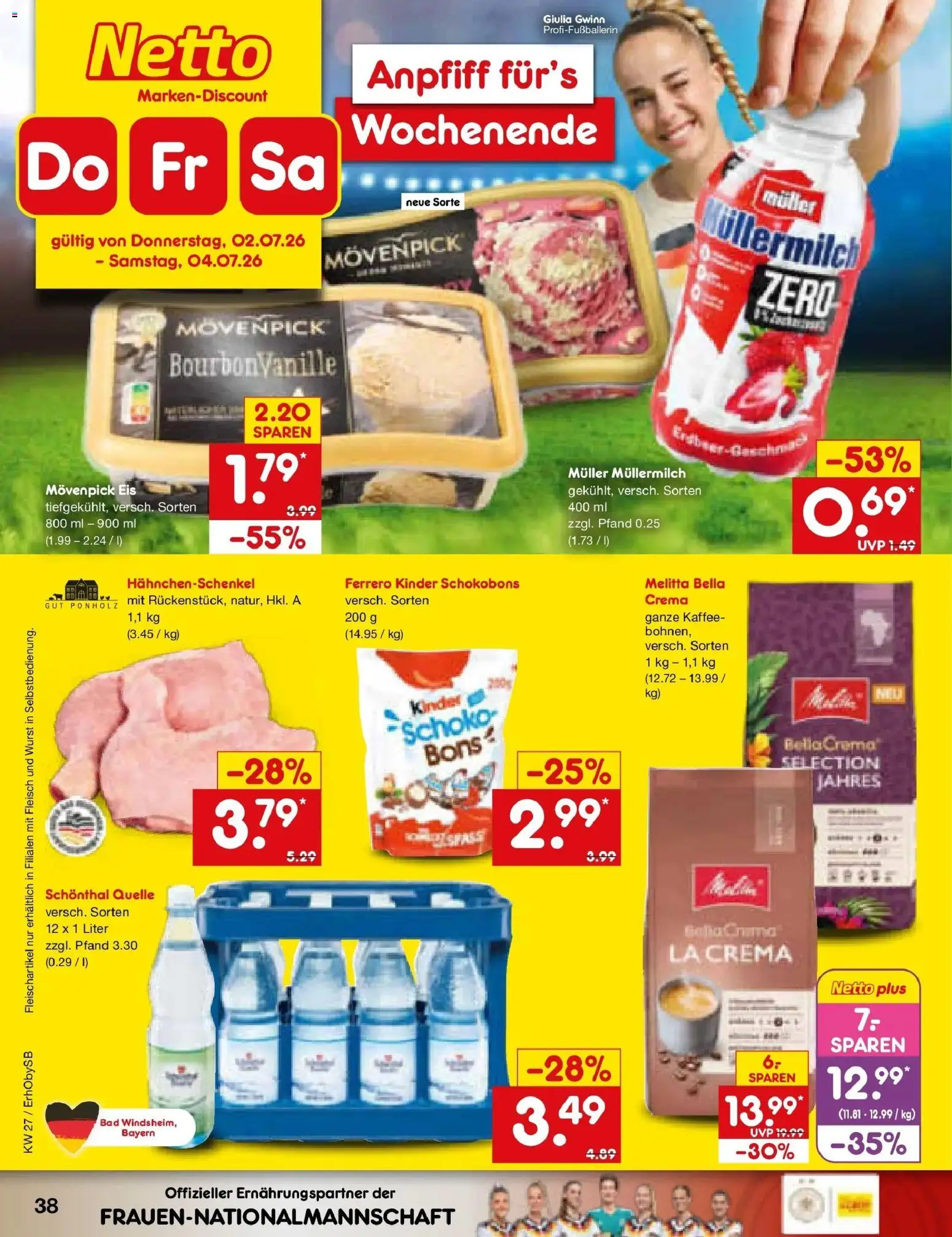 Netto Marken-Discount Prospekt Mauern – gültig ab 28.06.2026 | Seite: 56 | Produkte: Melitta, Hahnchenschenkel, Bad, Movenpick eis