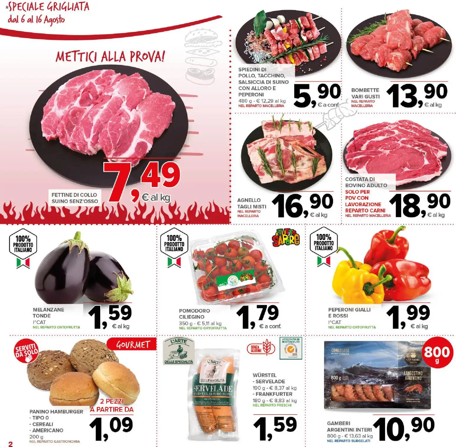 Volantino Todis del 06/08/2026 | Pagina: 2 | Prodotti: Pomodoro, Salsiccia, Collo, Spiedini