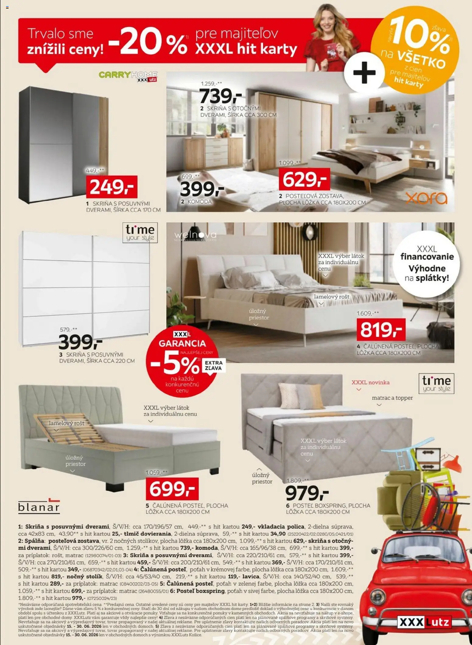 Nové XXXLutz akcie – leták je platný od 06.07.2026 | Strana: 4 | Produkty: Matrac, Posteľ, Skriňa, Komoda