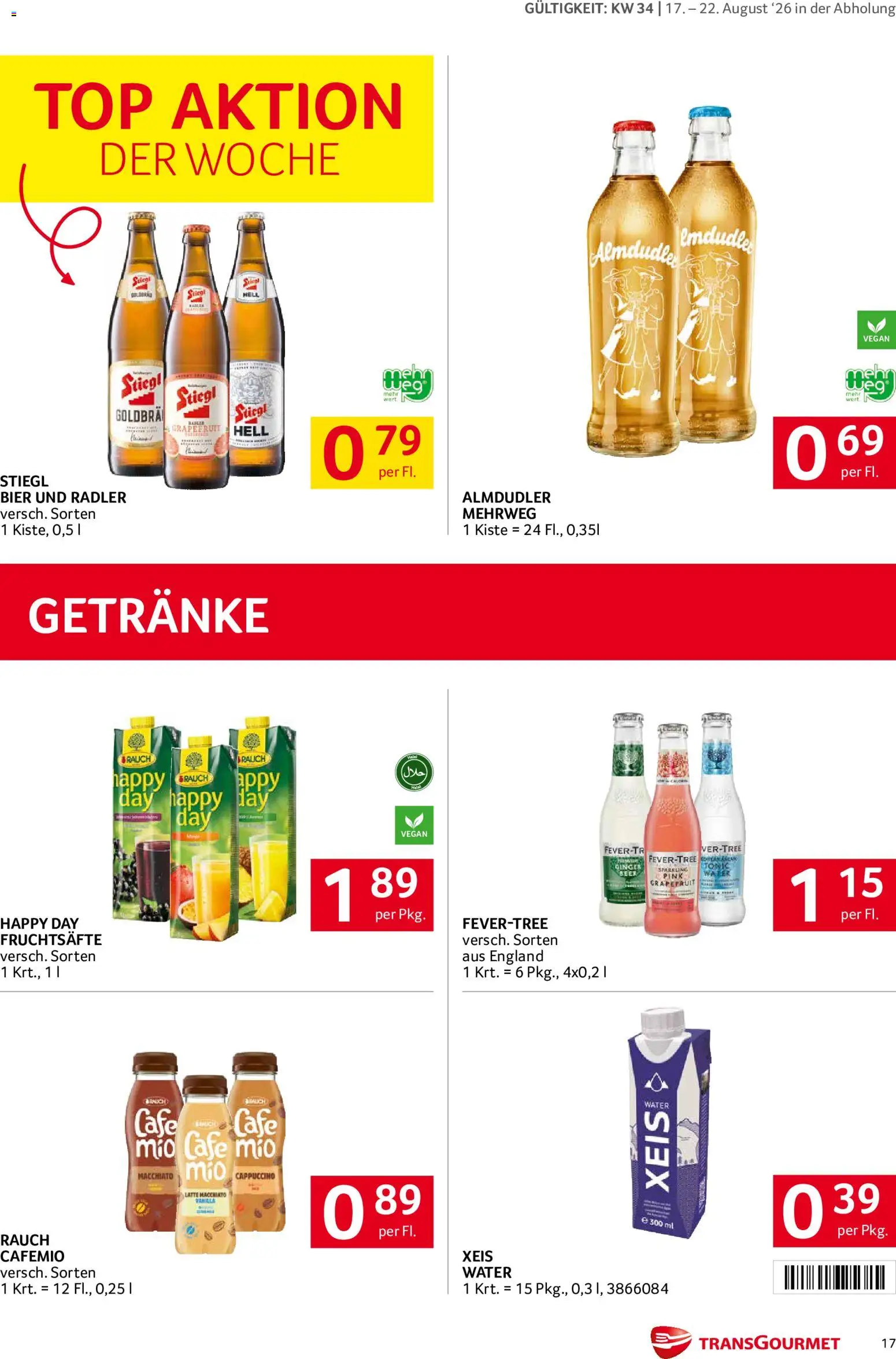 Transgourmet Flugblatt gültig ab 17.08.2026 | Seite: 16 | Produkte: Grapefruit, Getränke, Radler, Bier