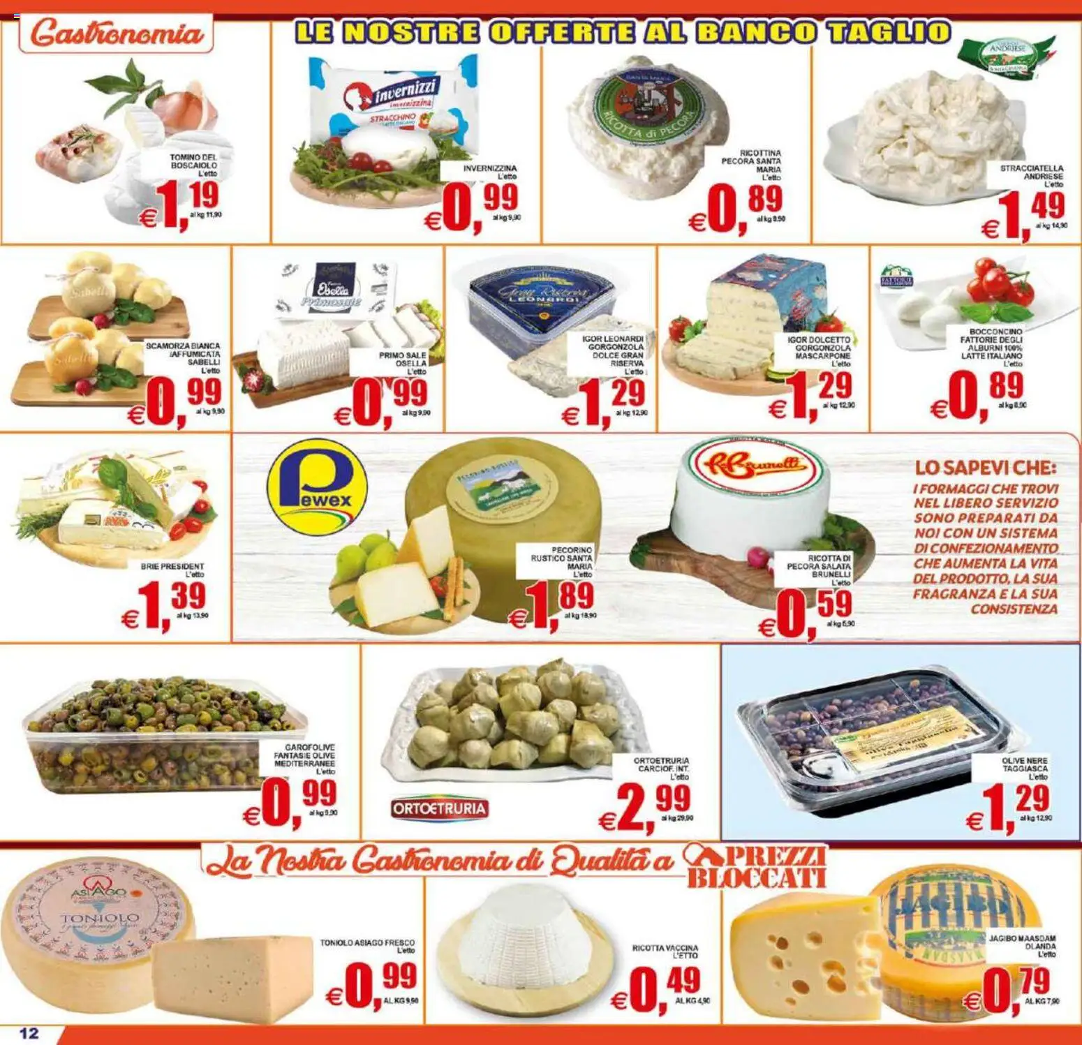 Volantino Pewex del 21/08/2026 | Pagina: 12 | Prodotti: Stracchino, Mascarpone, Pecorino, Tomino