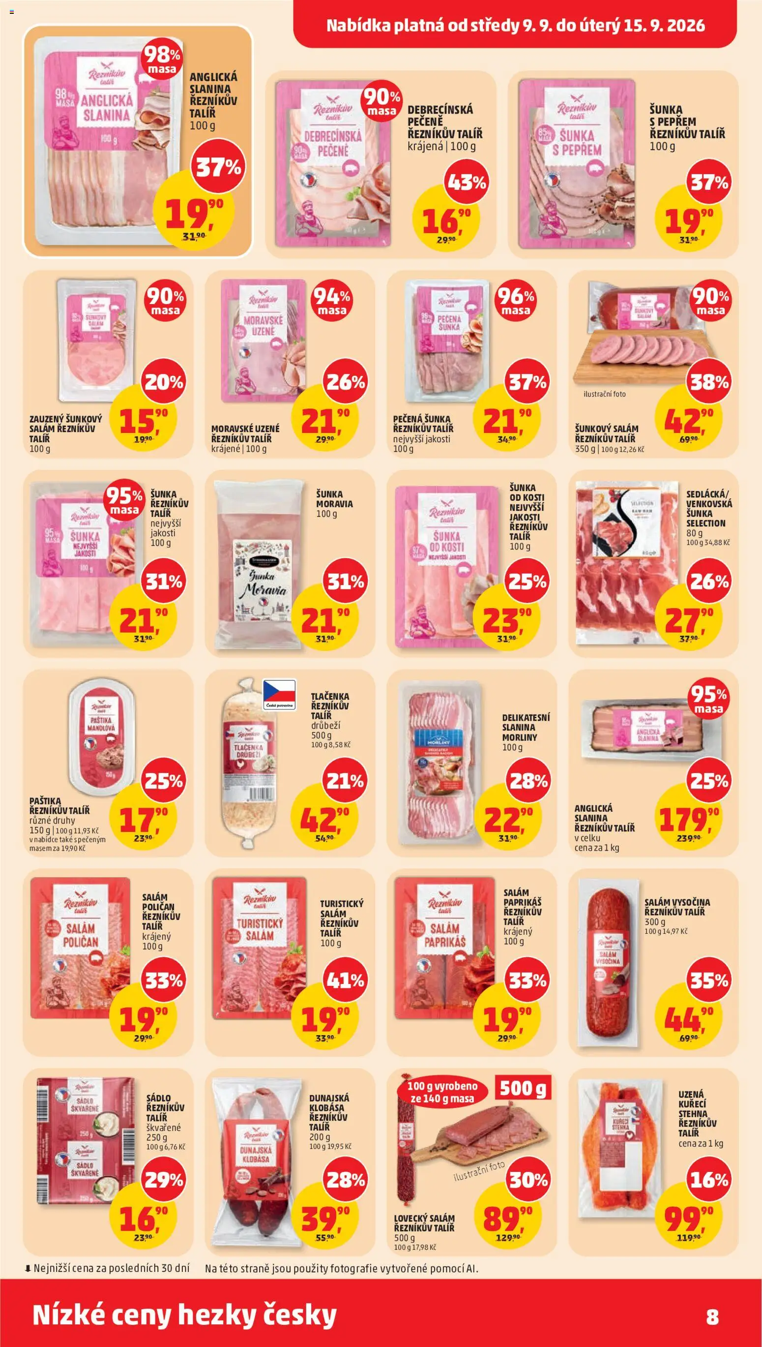 Penny Market leták od 09.09.2026 | Strana: 8 | Produkty: Sádlo, Vysočina, Moravské uzené, Slanina