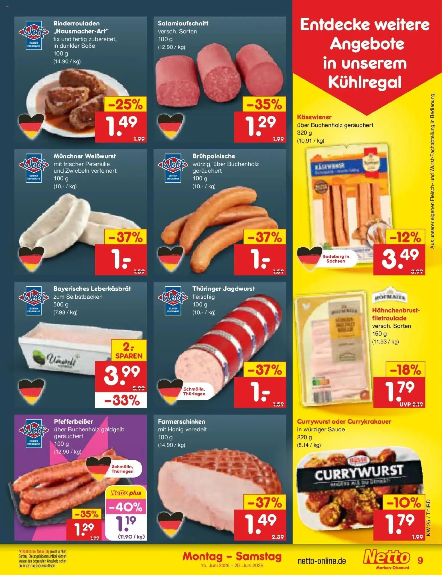 Netto Marken-Discount Prospekt Thiendorf – gültig ab 15.06.2026 | Seite: 11 | Produkte: Rinderrouladen, Weißwurst, Zwiebeln, Hahnchenbrust