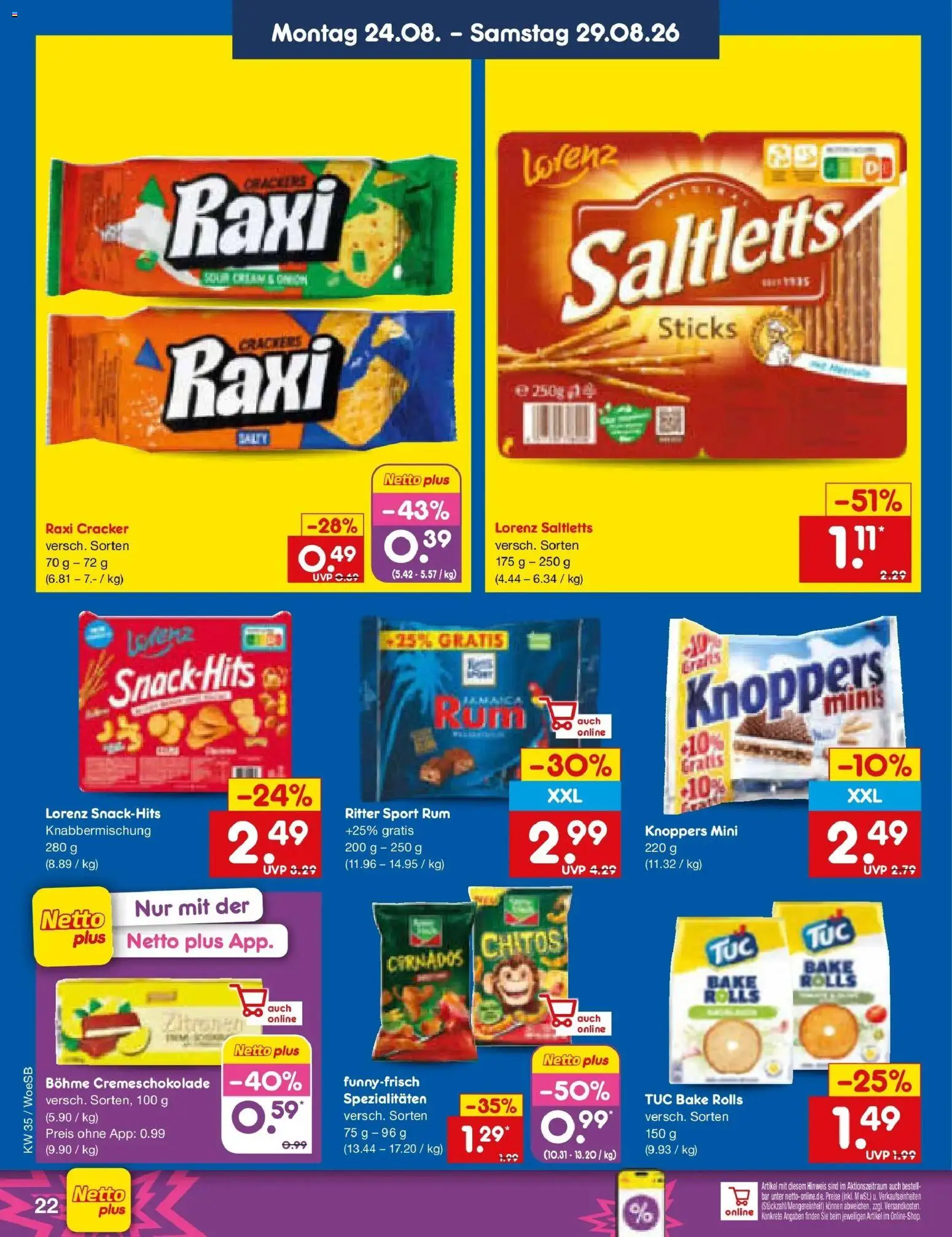 Netto Marken-Discount Prospekt Leonberg – gültig ab 24.08.2026 | Seite: 34 | Produkte: Rum, Spezialitäten, Ritter sport, Knoppers