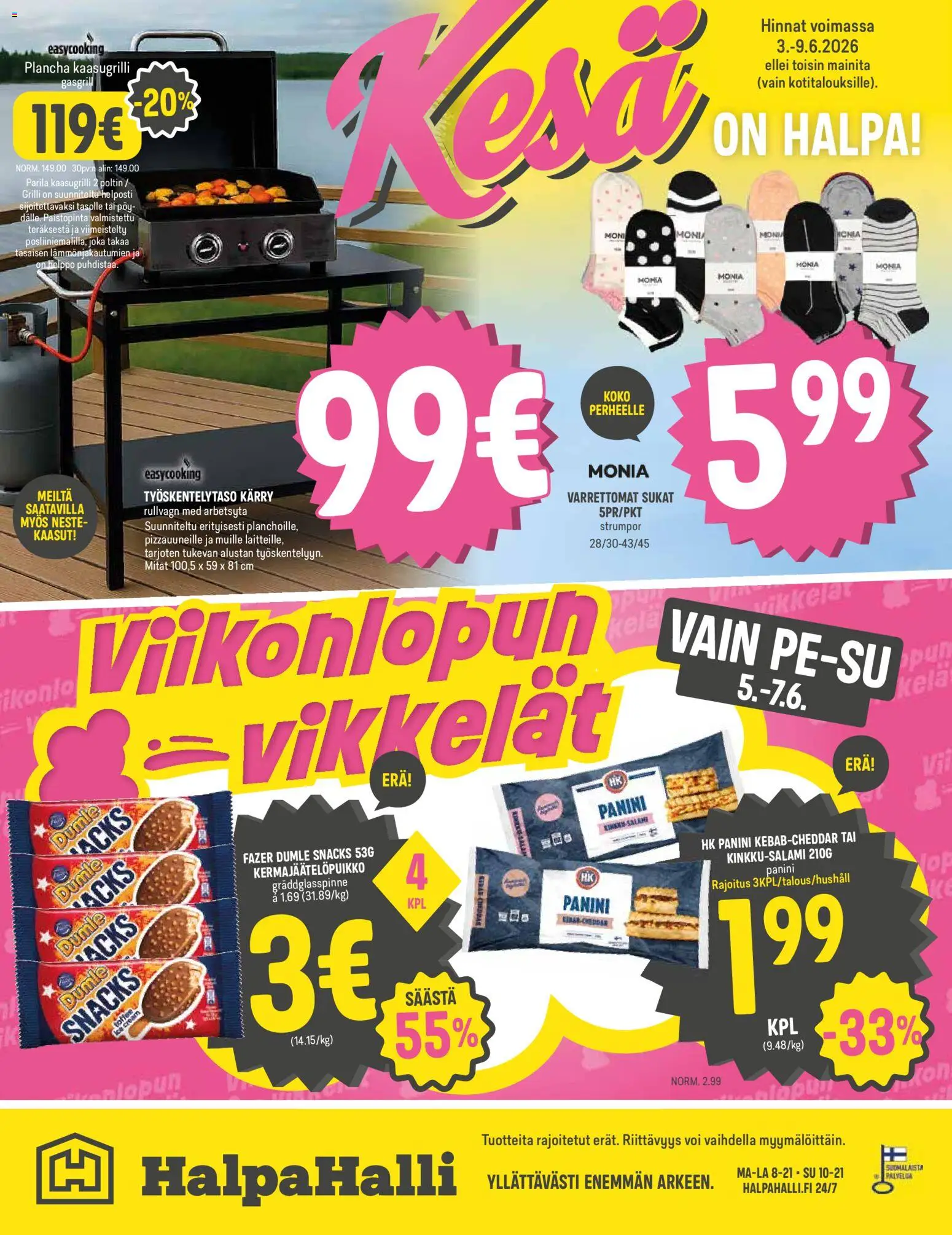 Halpa Halli tarjoukset – voimassa 03.06.2026 alkaen | Sivu: 16 | Tuotteet: Grilli, Kaasugrilli, Voi, Sukat