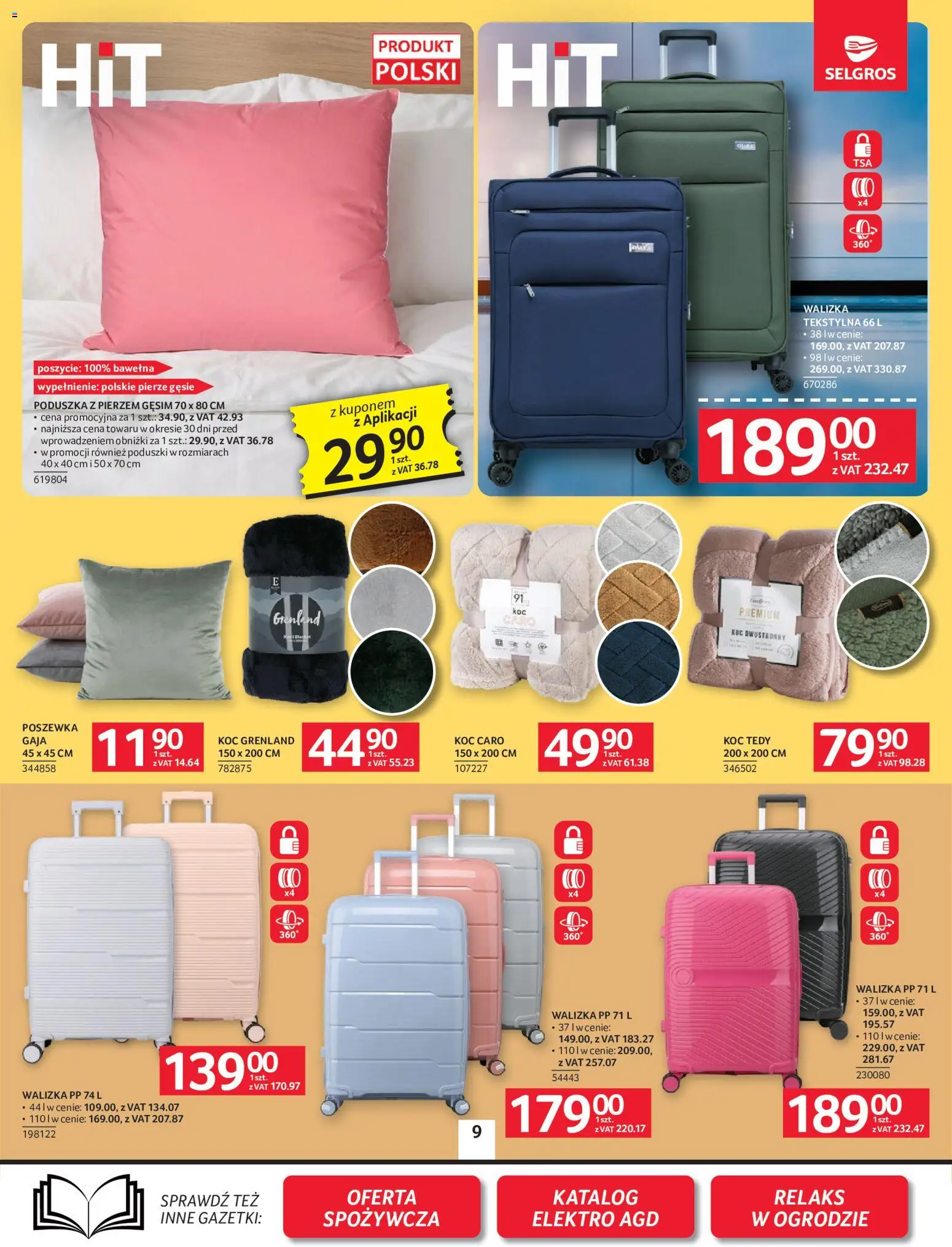 Selgros cash&carry gazetka - Oferta przemysłowa od 07.05.2026 | Strona: 11 | Produkty: Walizka, Poduszka, Koc
