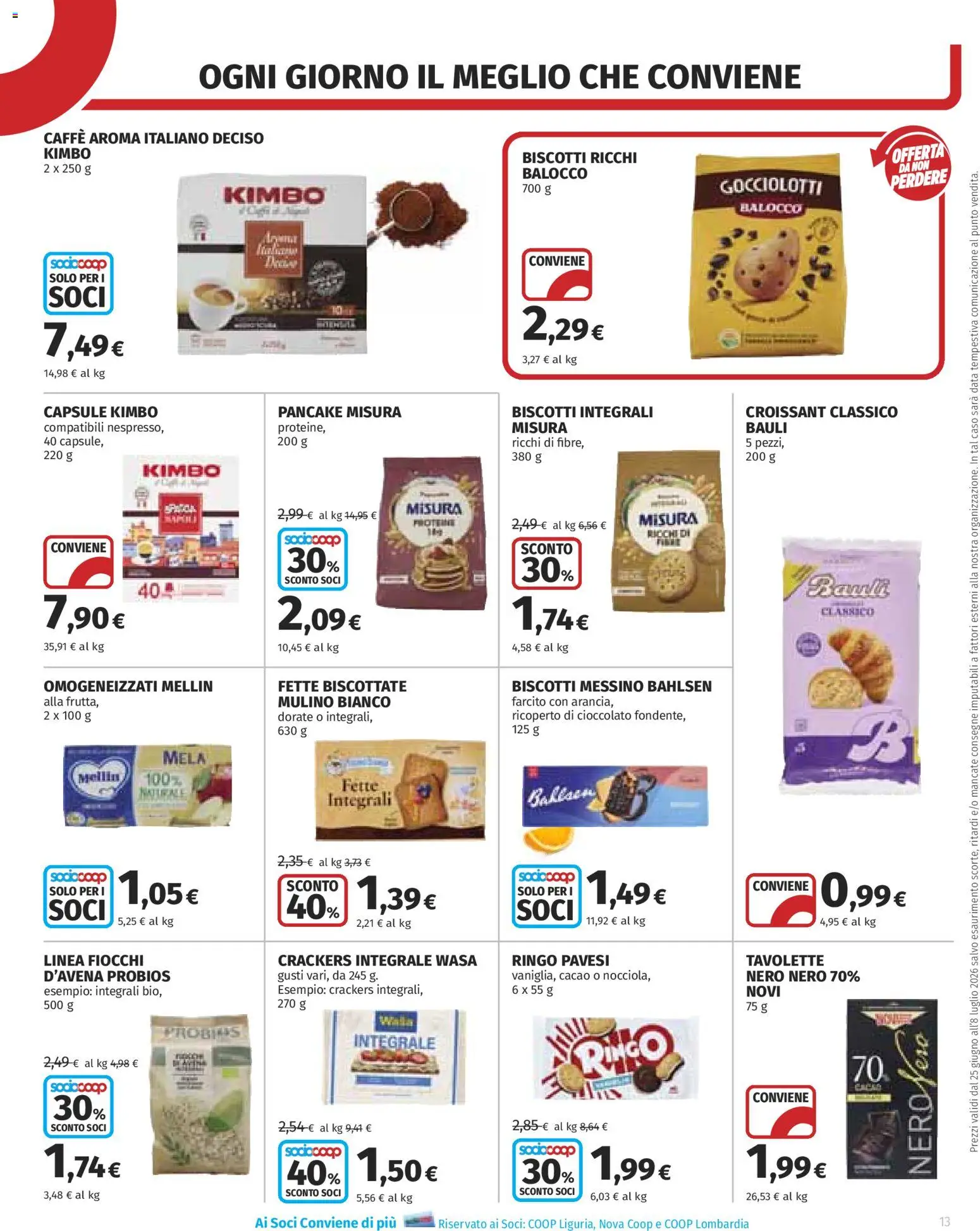 Volantino COOP del 25/06/2026 | Pagina: 13 | Prodotti: Data, Croissant, Cacao, Fette biscottate