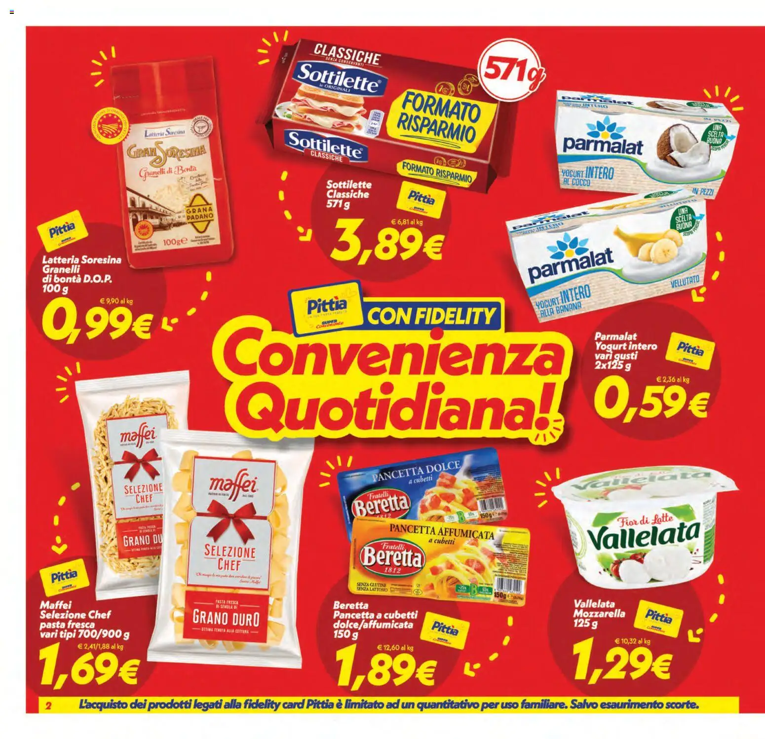 Volantino SuperConveniente del 01/09/2026 | Pagina: 2 | Prodotti: Pancetta, Mozzarella, Pasta, Cocco