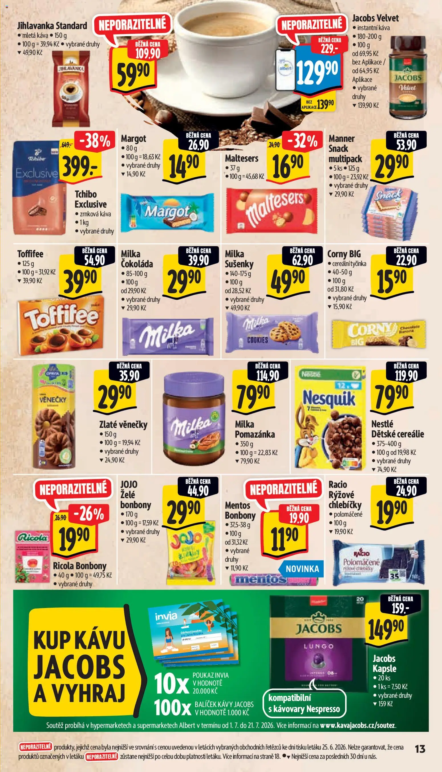 Albert leták - Supermarket od 01.07.2026 | Strana: 21 | Produkty: Jojo, Čokoláda milka, Velvet, Nespresso