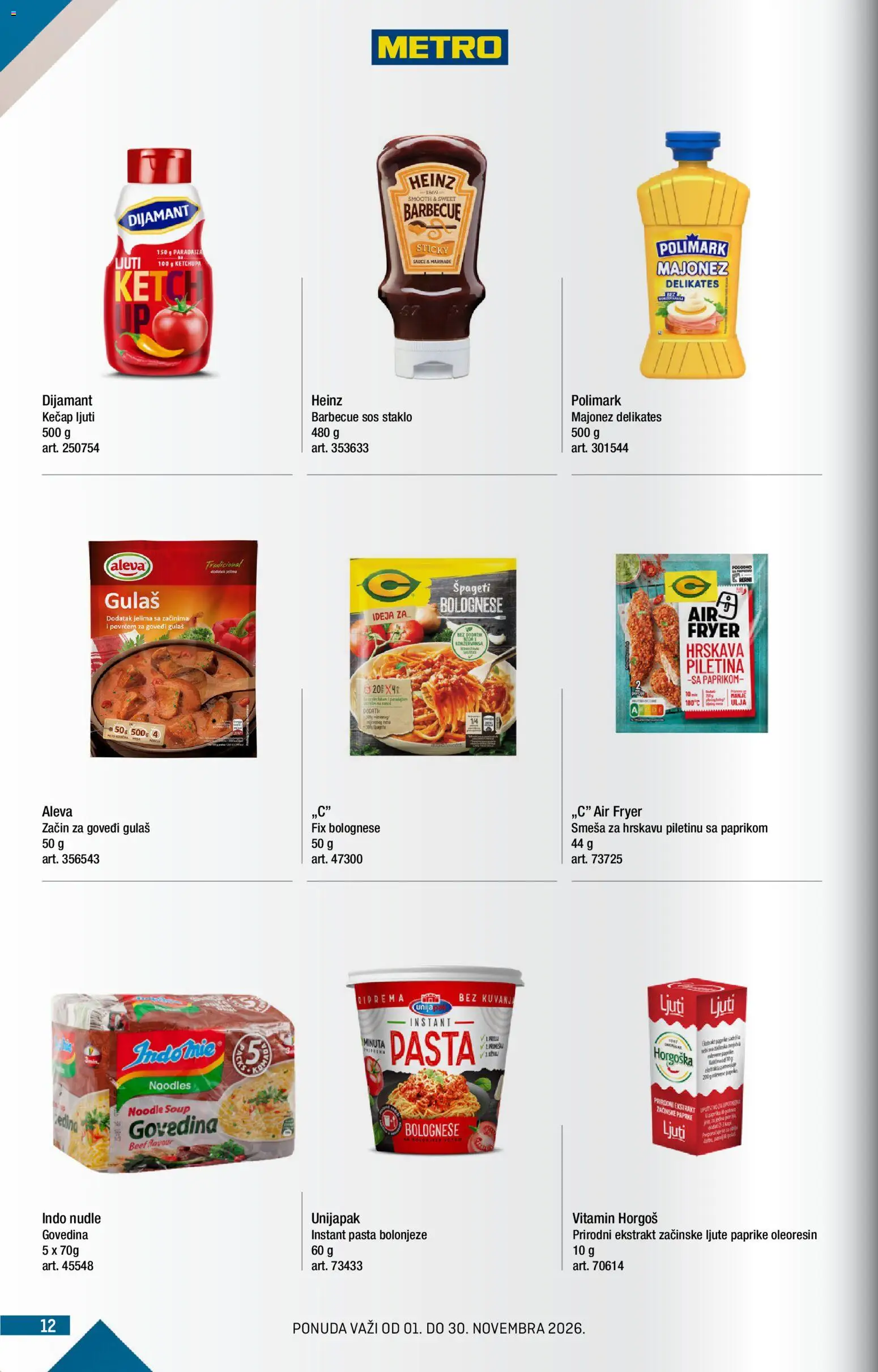 Metro katalog - važi od 01.11.2026 | Strana: 12 | Proizvode: Majonez, Pasta, Špageti, Nudle