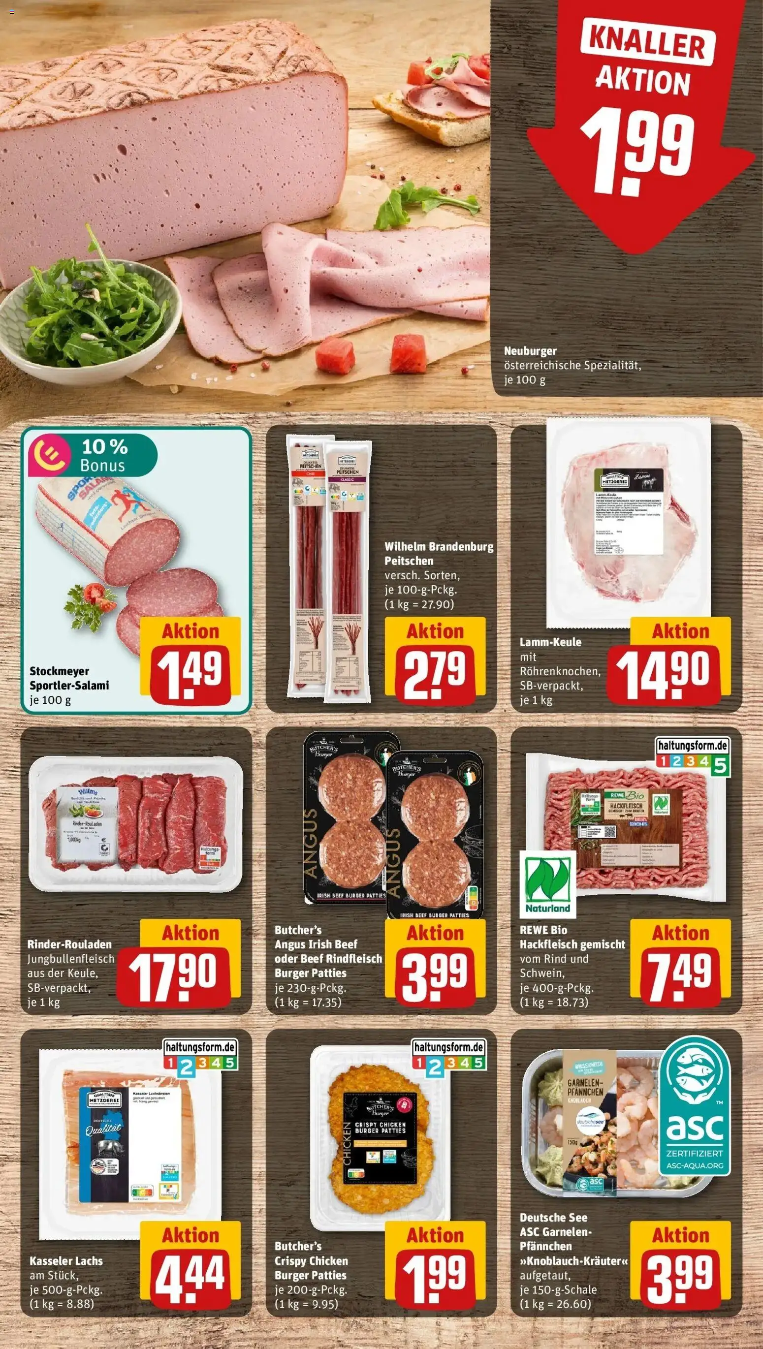 REWE Prospekt ab 26.10.2026 zum Blättern » Angebote | Seite: 8 | Produkte: Lammkeule, Garnelen, Lachs, Hackfleisch