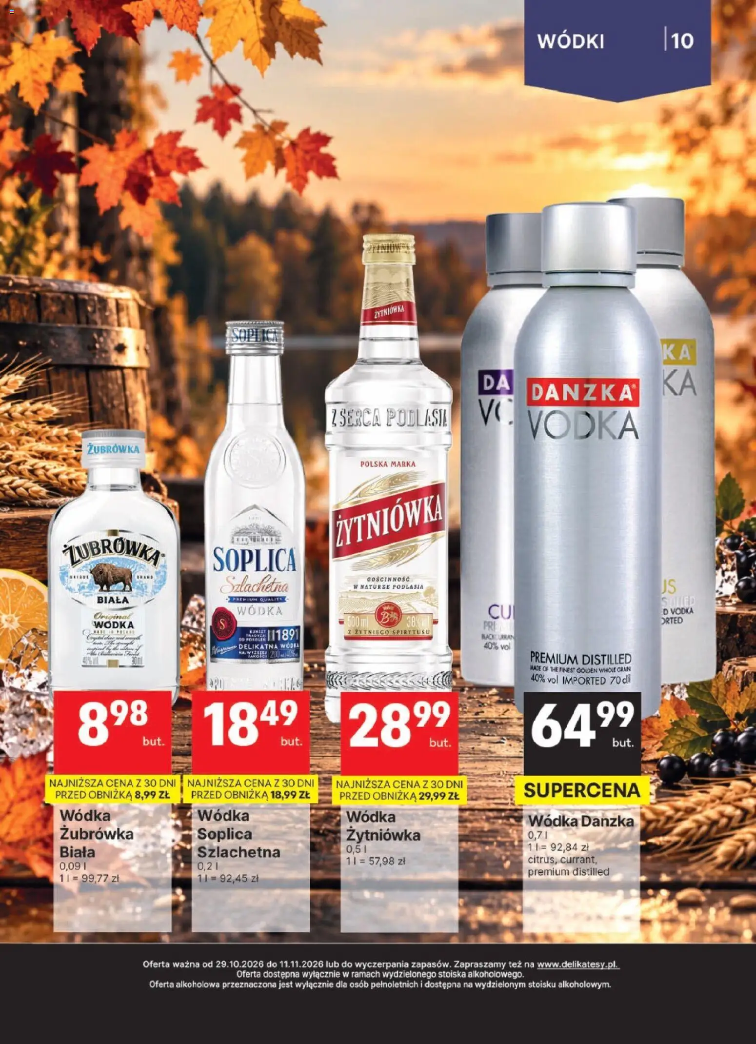 Delikatesy Centrum gazetka - DeliBarek od 29.10.2026 | Strona: 10 | Produkty: Soplica, Żubrówka, Vodka, Wódka