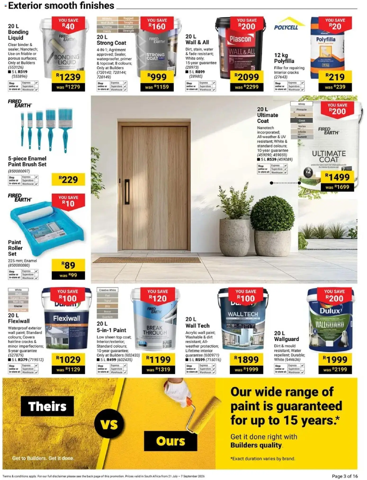 New Builders catalogue – valid from 21/07/2026 | Page: 3 | Products: Primer, Enamel, Water, Clay