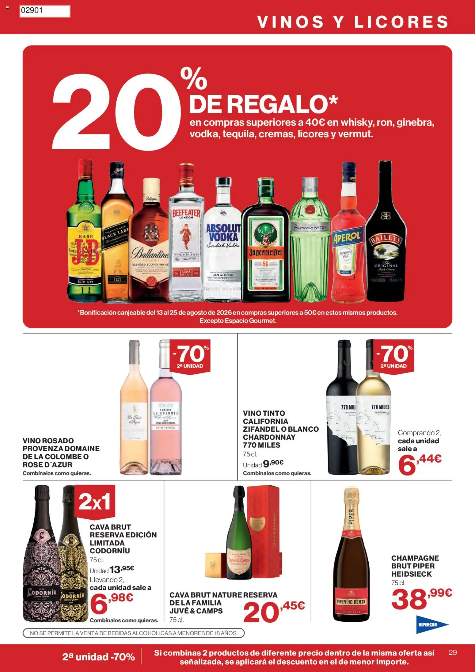 Hipercor catálogo │ válido desde el 30/07/2026 | Página: 29 | Productos: Vino rosado, Vino, Vodka