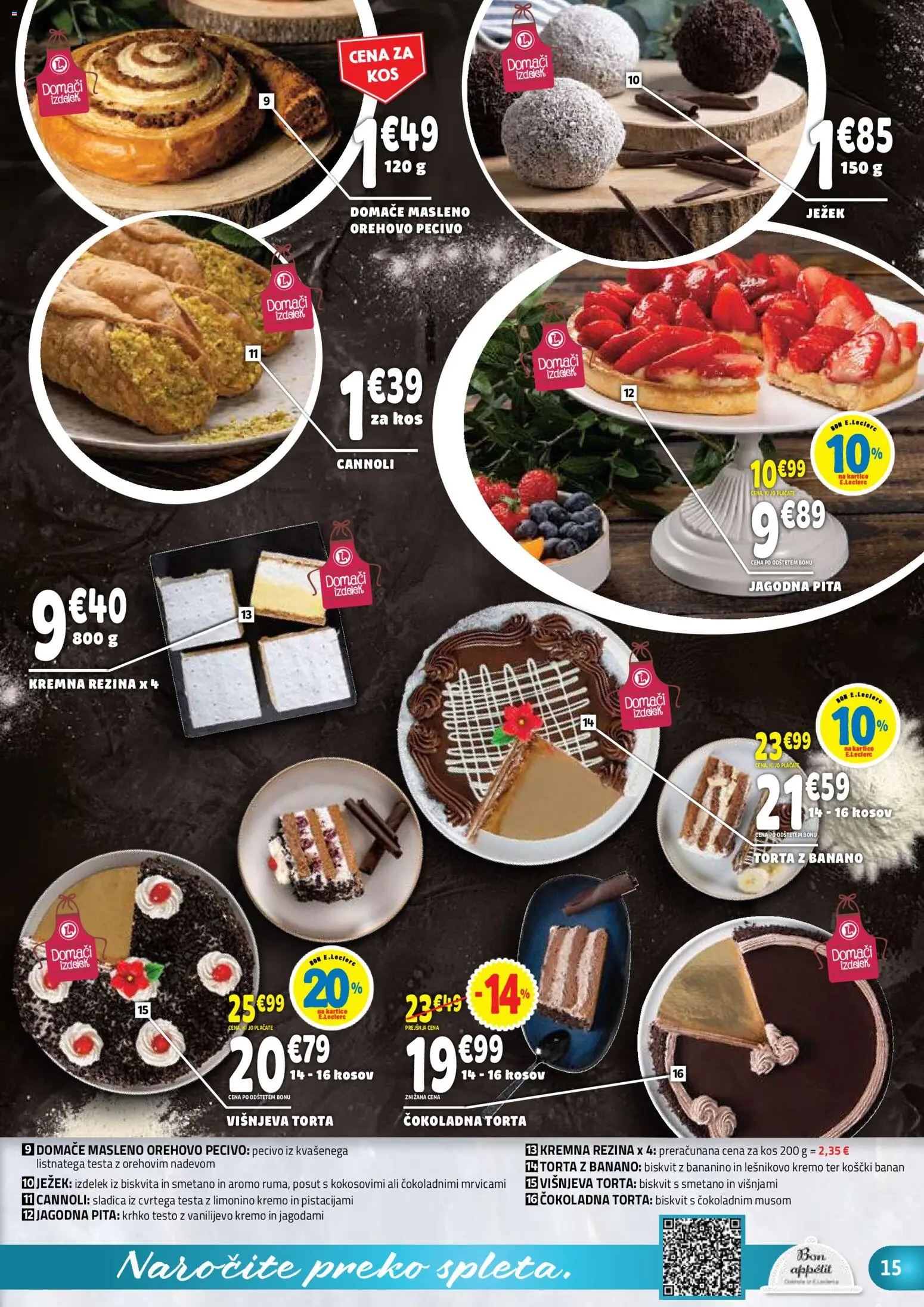 Novi E.leclerc katalog ponudbe – veljaven od 03.06.2026 | Stran: 15 | Izdelki: Pita, Torta, Kos