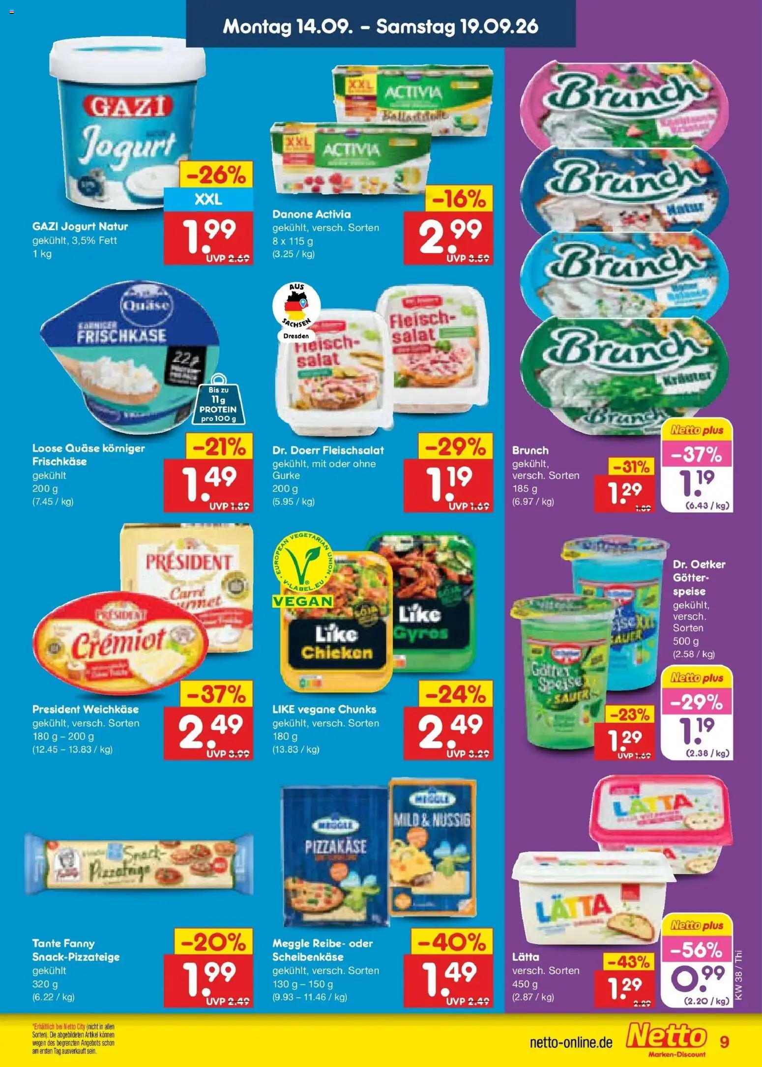 Netto Marken-Discount Prospekt Thiendorf – gültig ab 14.09.2026 | Seite: 11 | Produkte: Activia, Fleisch, Salat, Frischkase