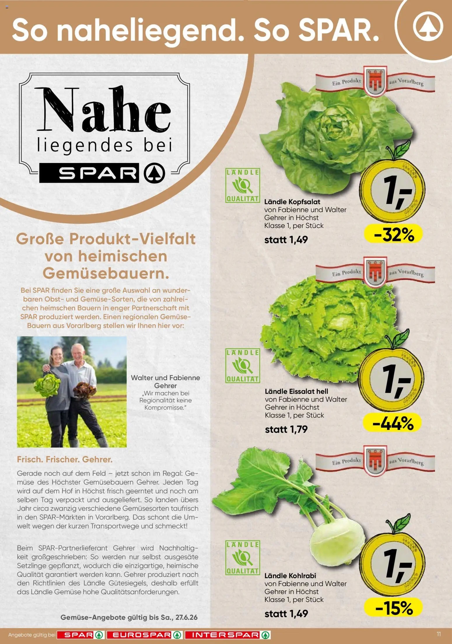 Spar Flugblatt - Vorarlberg gültig ab 25.06.2026 | Seite: 11 | Produkte: Gemüse, Obst, Regal