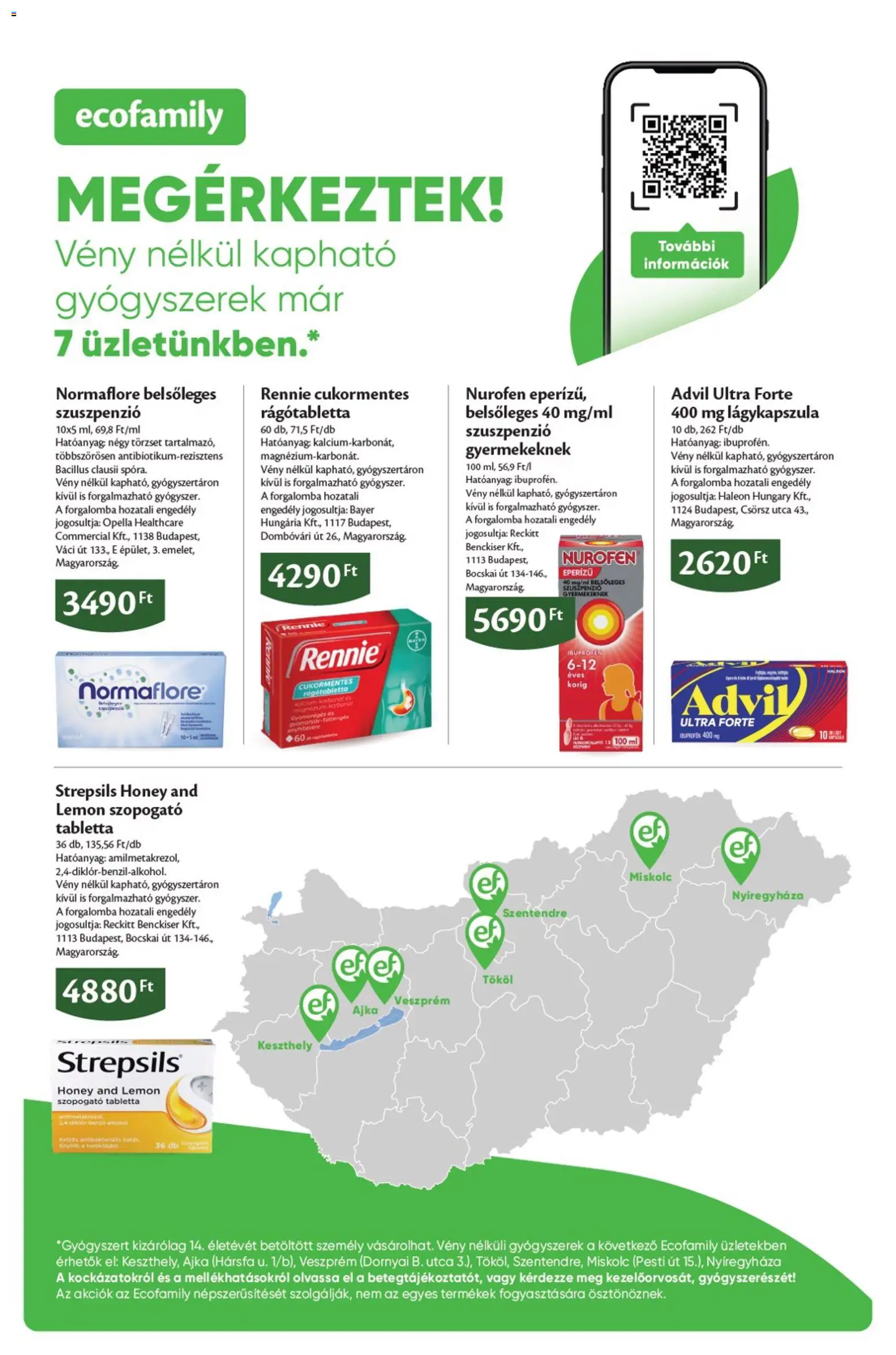 Ecofamily akciós ujság - amely érvényes a következő dátumtól: 2026.10.05. | Oldal: 9 | Termékek: Ibuprofen, Tabletta, Gyógyszerek, Rennie