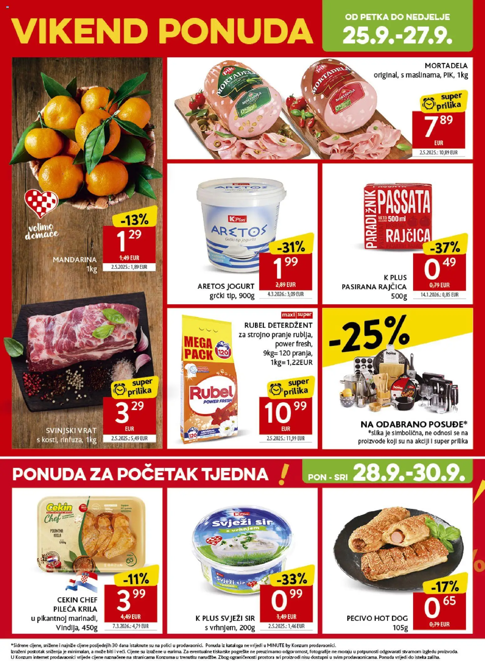 Konzum HR akciós ujság - amely érvényes a következő dátumtól: 2026.09.23. | Oldal: 54 | Termékek: Hot dog, Mortadella