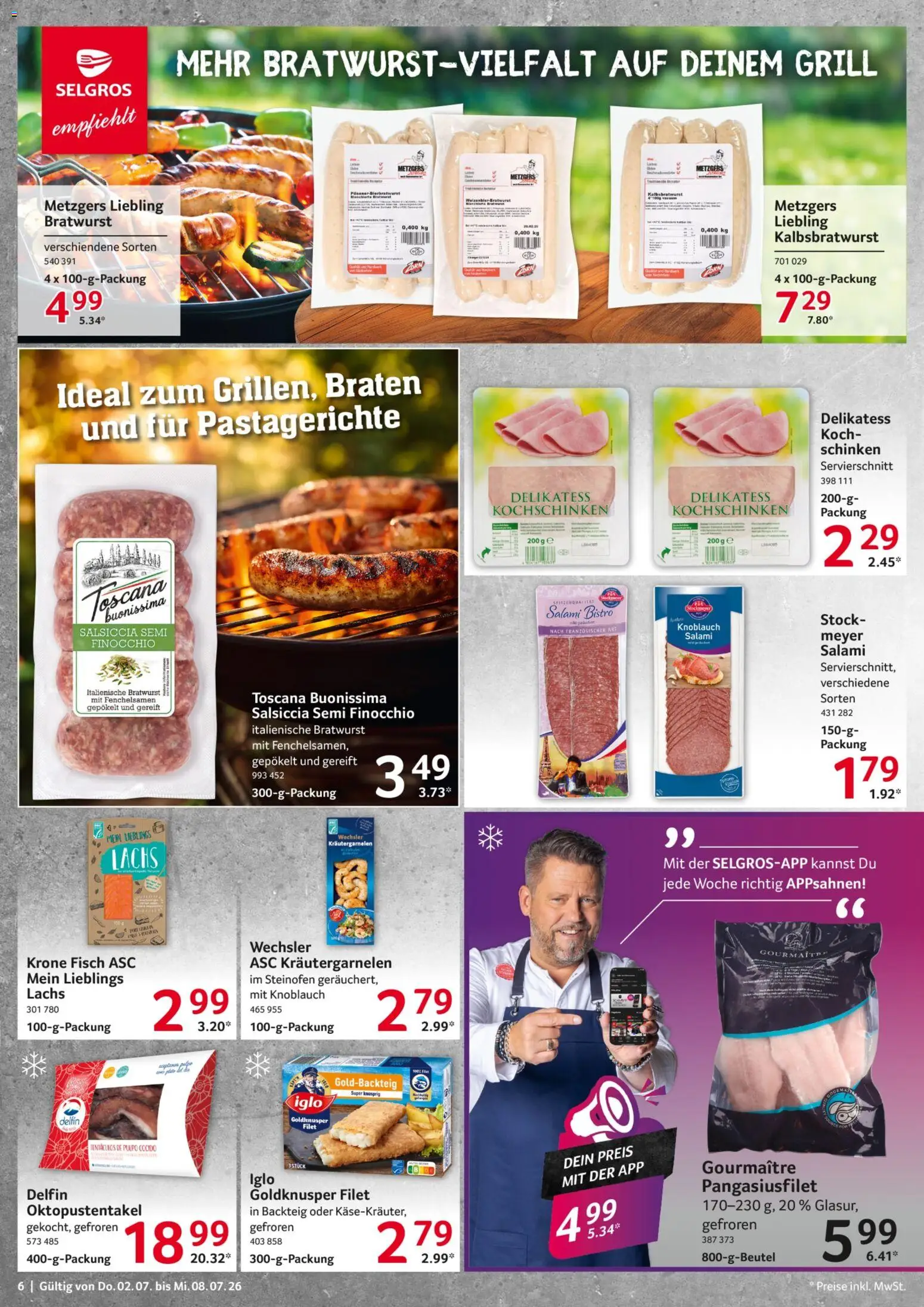 Selgros Prospekt – gültig ab 02.07.2026 | Seite: 6 | Produkte: Grill, Bratwurst, Salami, Schinken