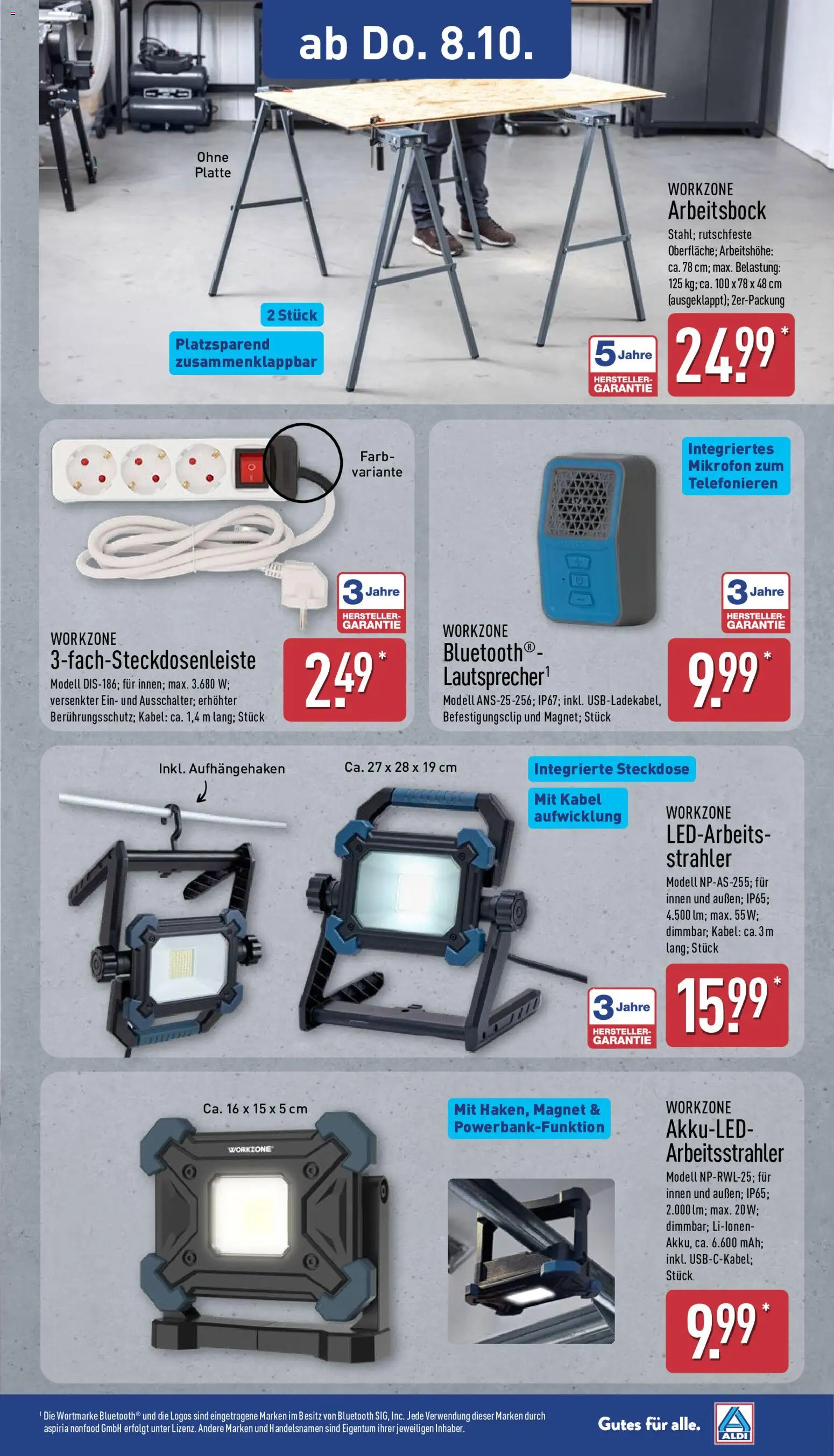 Aldi Prospekt – gültig ab 05.10.2026 | Seite: 9 | Produkte: Kabel, Mikrofon, Lautsprecher, Steckdose