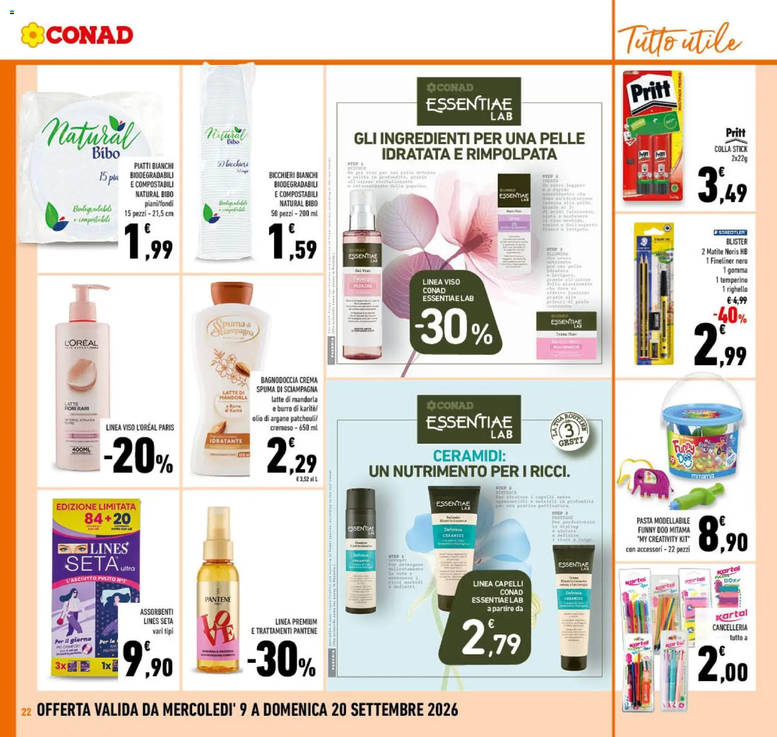 Volantino Conad del 09/09/2026 | Pagina: 22 | Prodotti: Latte, Olio, Burro, Colla