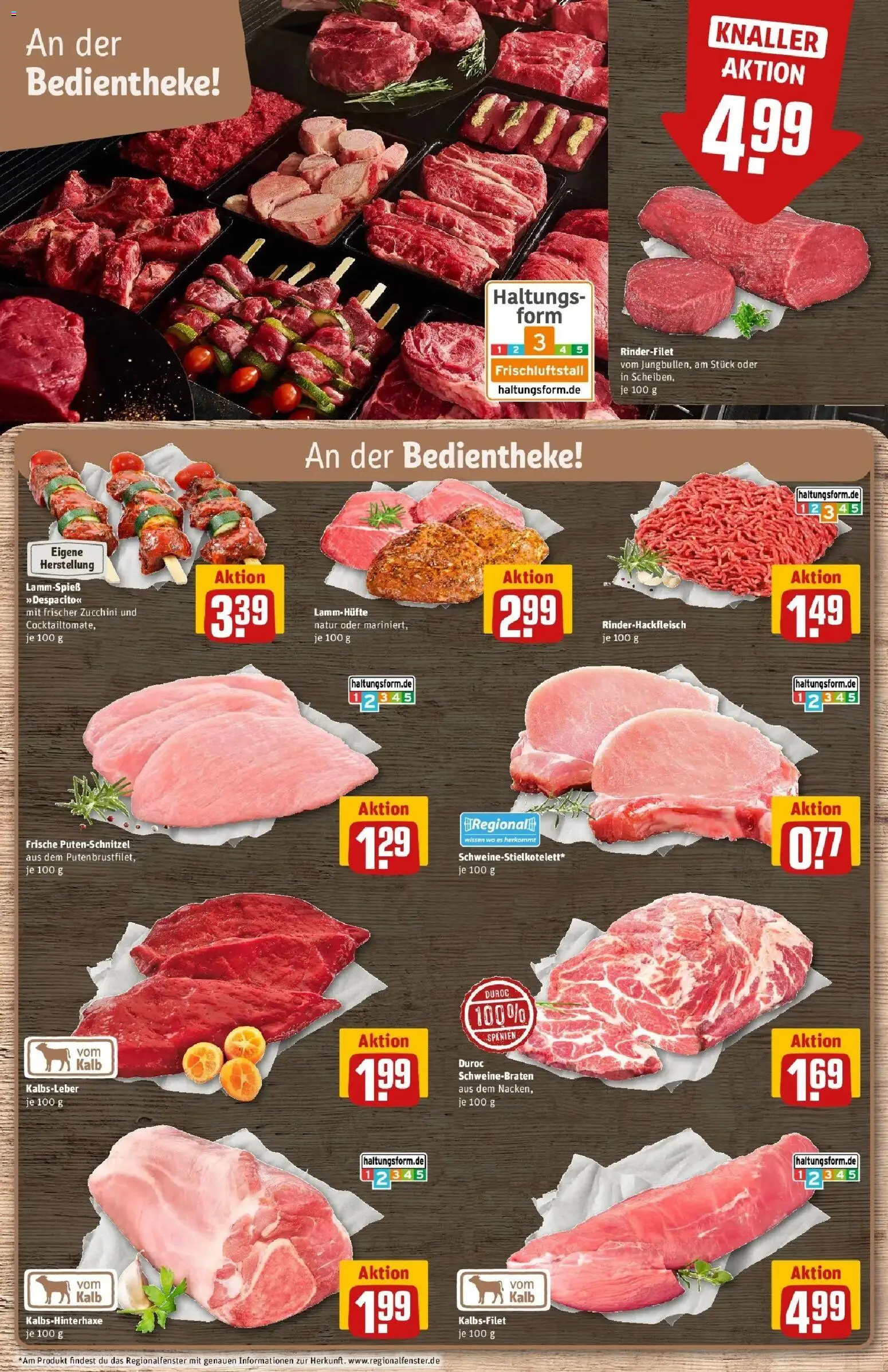 REWE Prospekt ab 31.08.2026 zum Blättern » Angebote | Seite: 8 | Produkte: Rinderfilet, Kalbsleber, Putenschnitzel, Zucchini