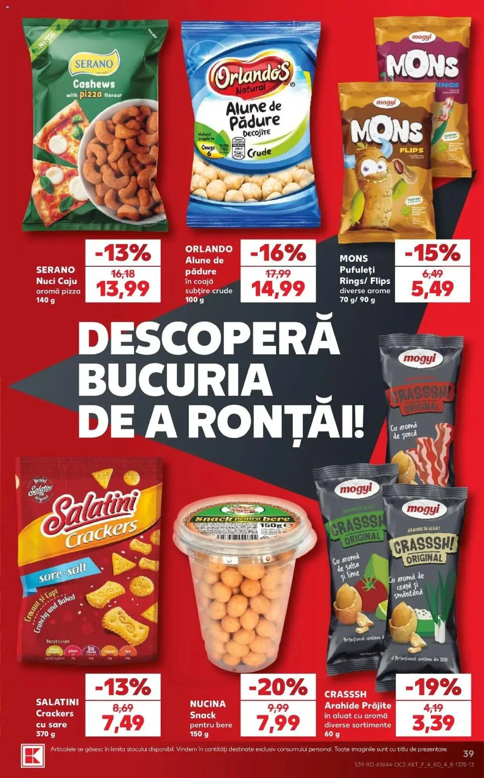 Kaufland Otopeni 28.10.2026 - Revista si Oferta | Pagină: 39 | Produse: Aluat, Alune, Șuncă, Caju