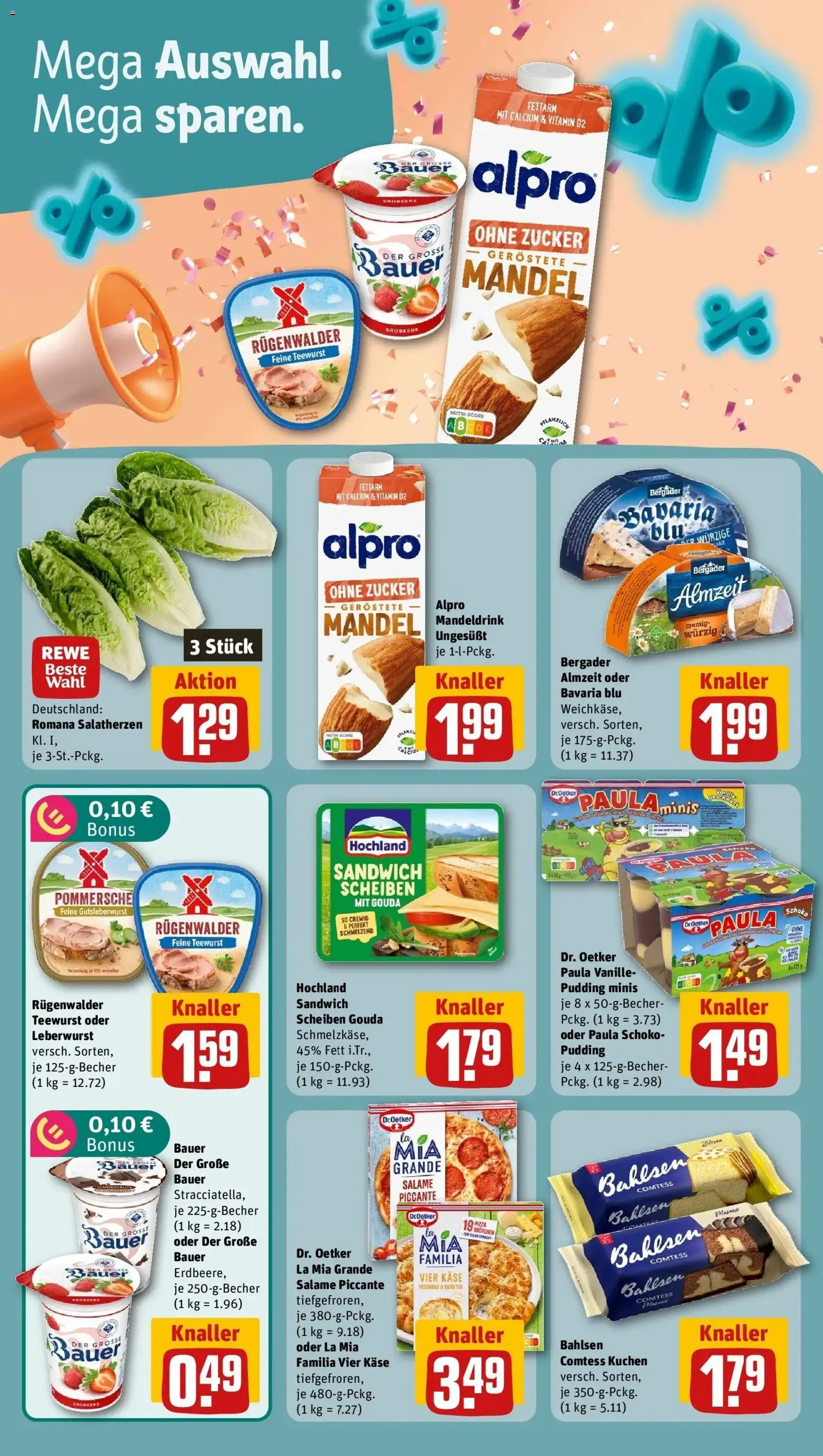 REWE Prospekt ab 28.09.2026 zum Blättern » Angebote | Seite: 6 | Produkte: Käse, Pudding, Alpro, Kuchen