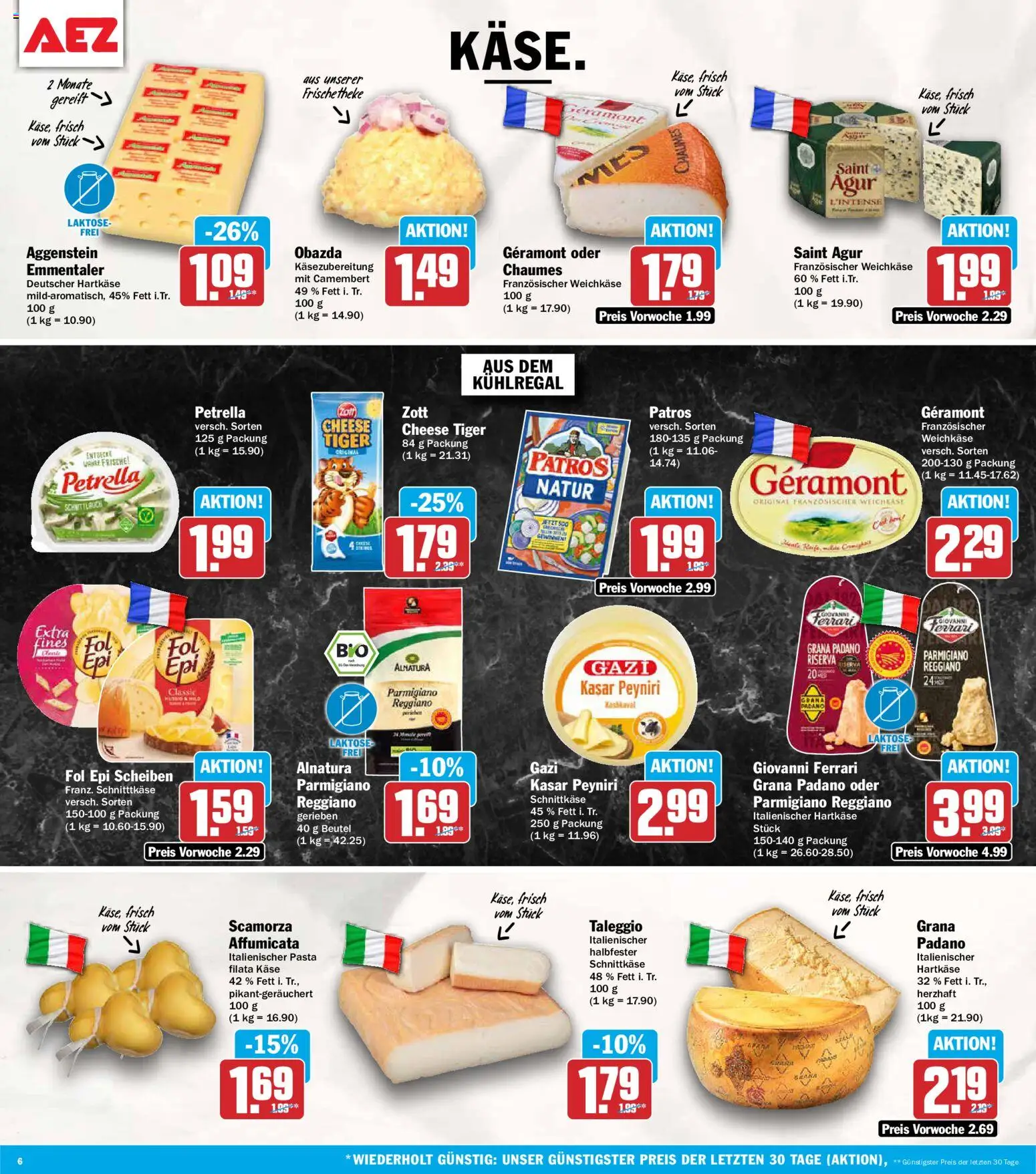 AEZ Prospekt – gültig ab 24.08.2026 | Seite: 6 | Produkte: Geramont, Theke, Patros, Pasta