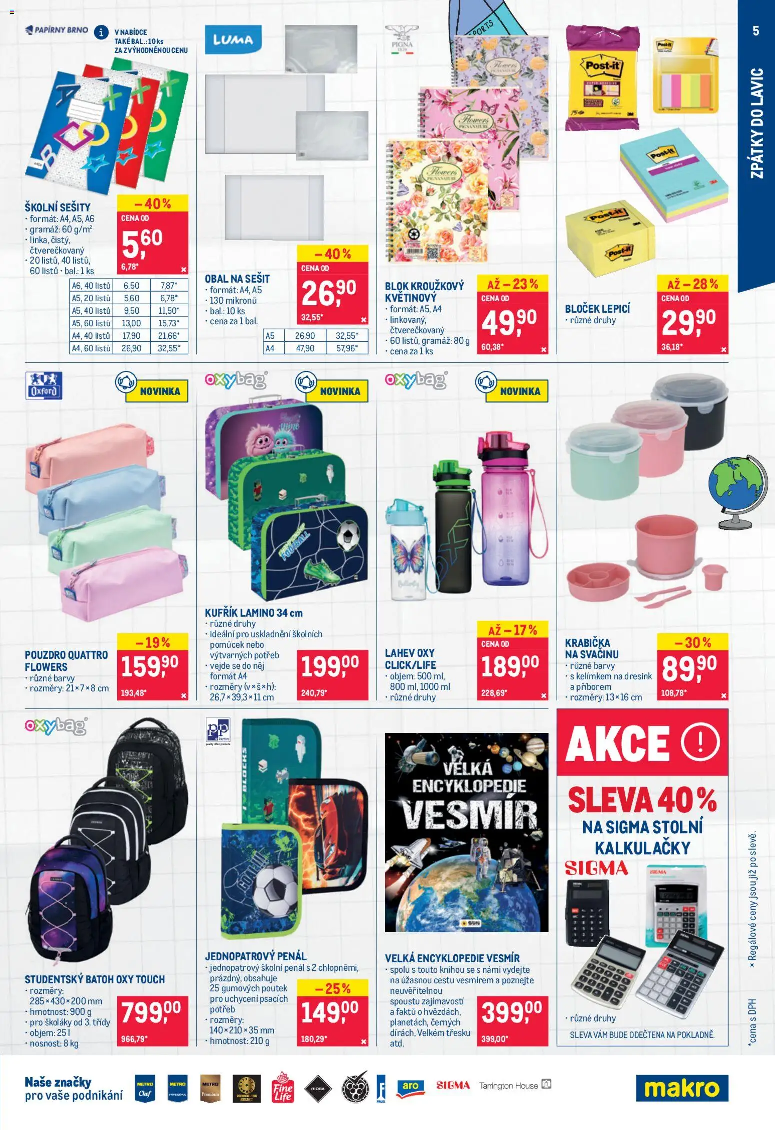 Makro leták - Nepotravinové zboží od 26.08.2026 | Strana: 5 | Produkty: Batoh, Sešity, Sešit, Blok