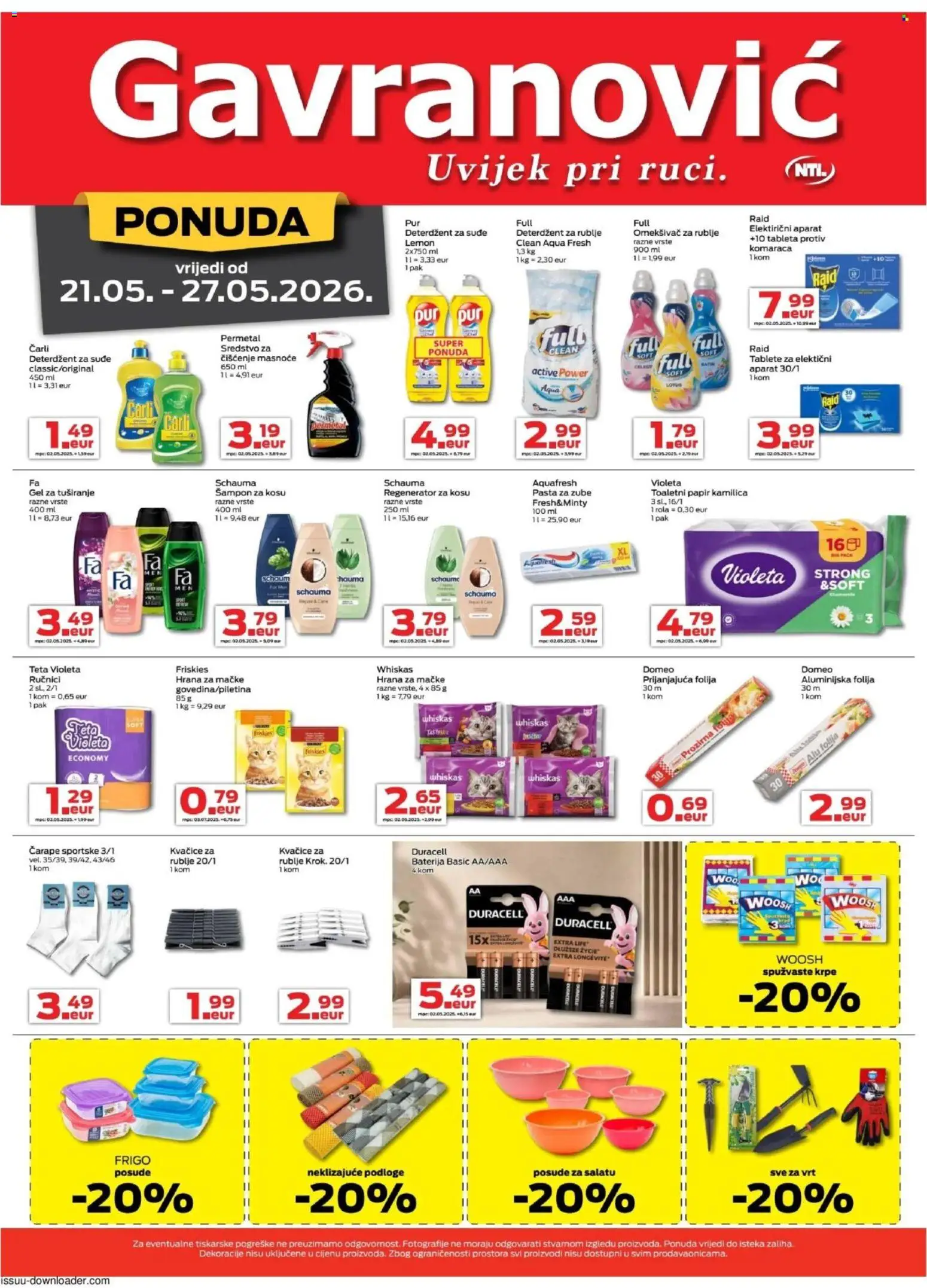 Gavranović katalog | vrijedi od 21.05.2026 | Stranica: 5 | Proizvodi: Šampon, Pasta za zube, Čarape, Violeta