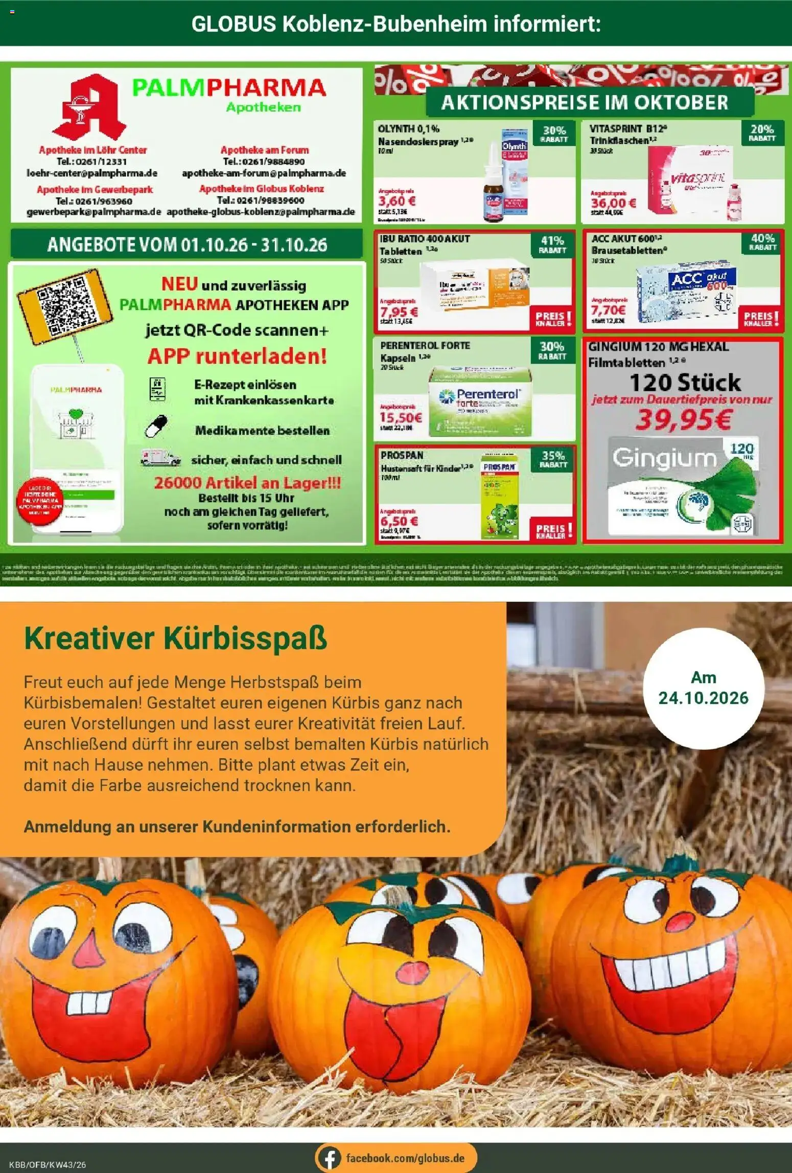 Globus Prospekt Koblenz-Bubenheim (ab 19.10.2026) » Angebote online | Seite: 27 | Produkte: Kürbis, Uhr, Hustensaft