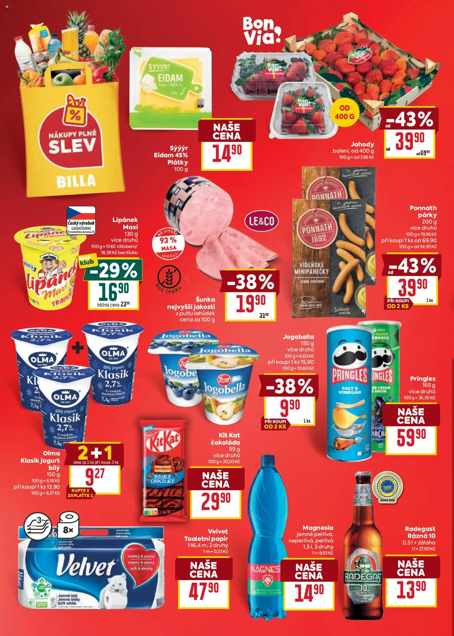 Billa Velký leták od 20.05.2026 | Strana: 2 | Produkty: Jahody, Pringles, Magnesia, Velvet