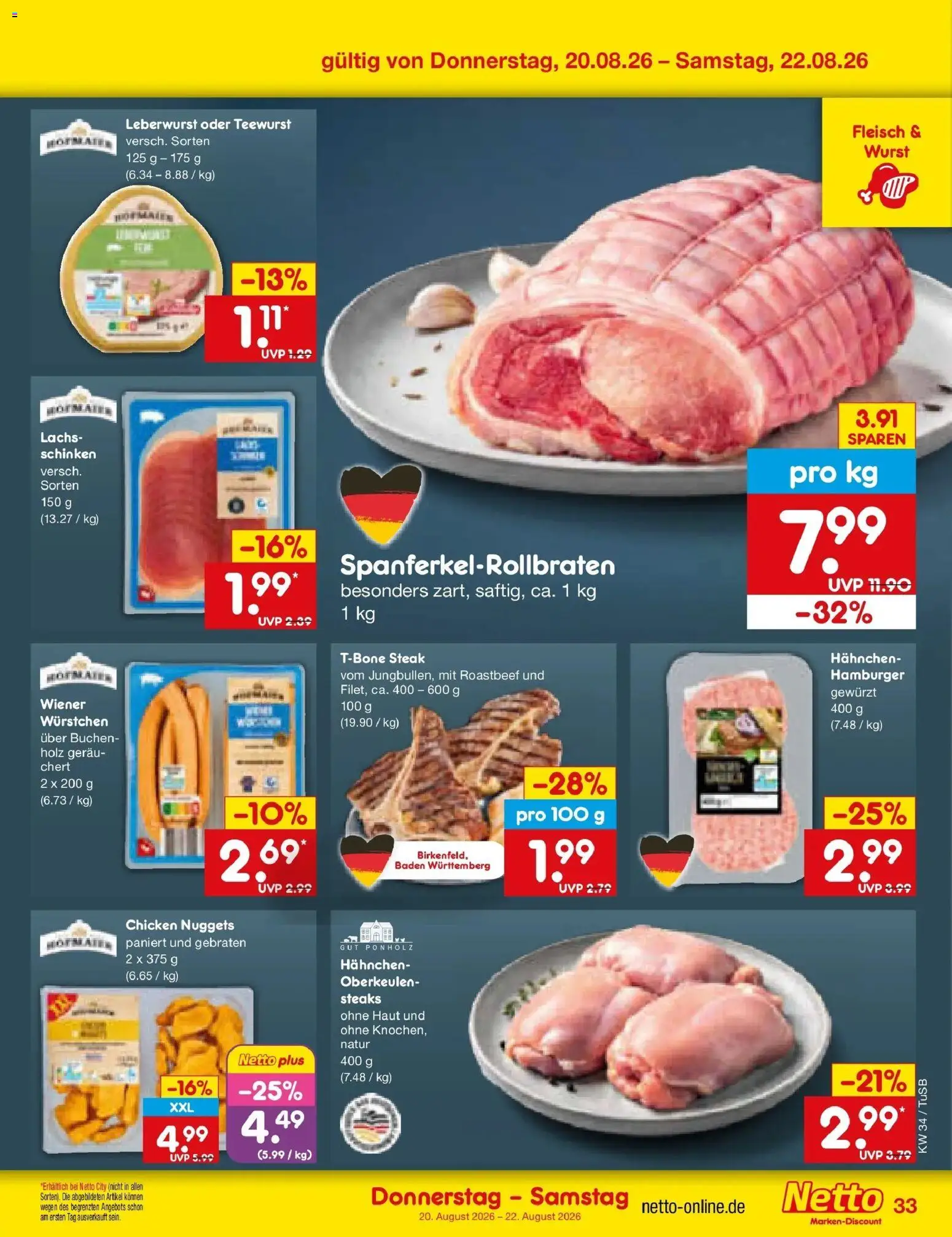Netto Marken-Discount Prospekt Lahr-Langenwinkel – gültig ab 17.08.2026 | Seite: 51 | Produkte: Hahnchen, Lachs, Wurst, Fleisch