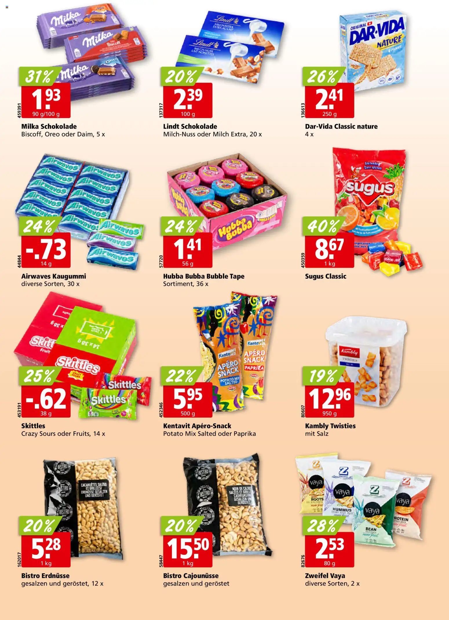Aligro aktionen Schlieren, Gossau SG, Frauenfeld, Rapperswil-Jona, Sargans, Bern – gültig ab 07.09.2026 | Seite: 20 | Produkte: Erdnüsse, Schokolade, Paprika, Salz
