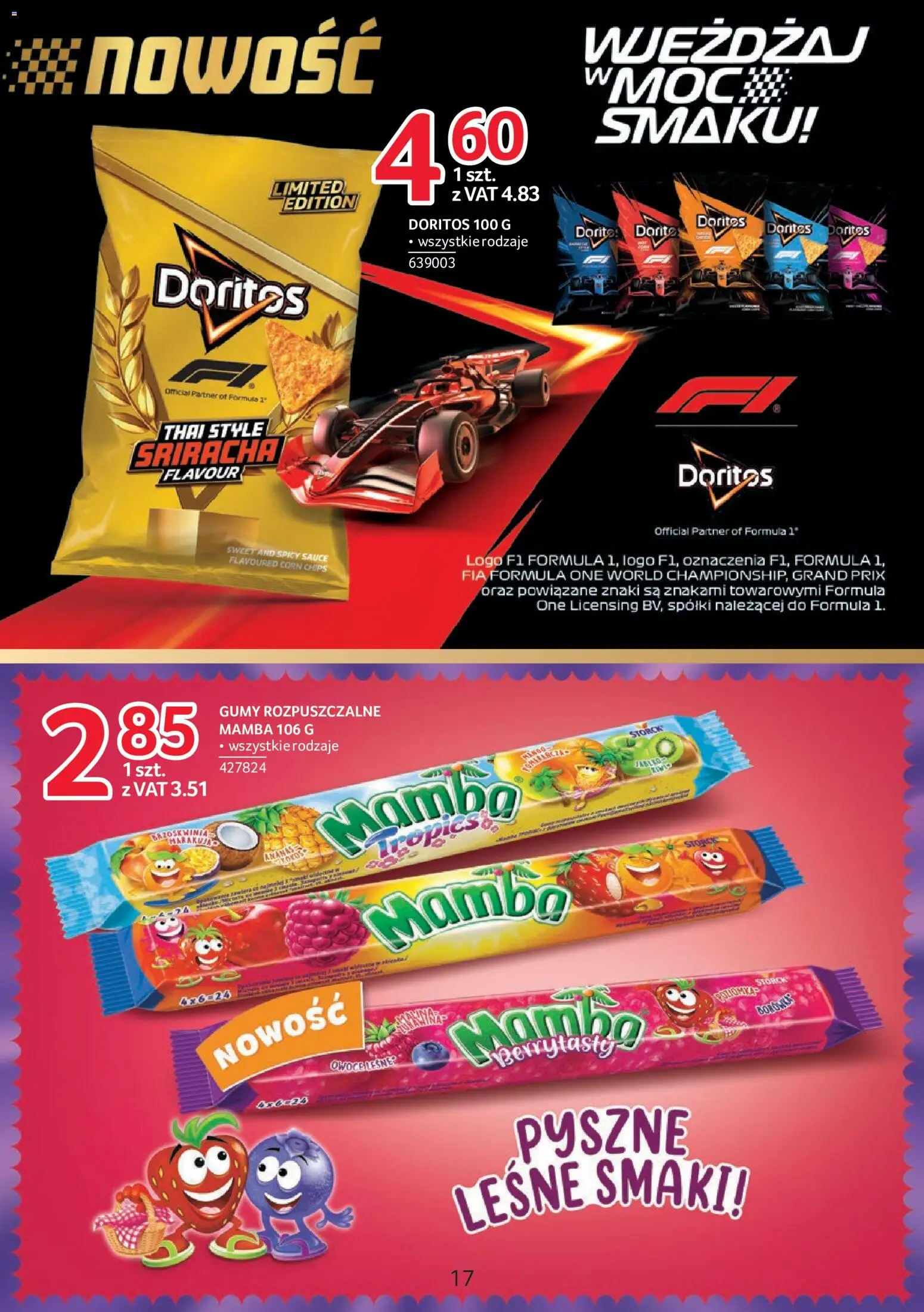 Selgros cash&carry gazetka - Markowe produkty od 16.07.2026 | Strona: 17 | Produkty: Gumy, Sriracha, Doritos