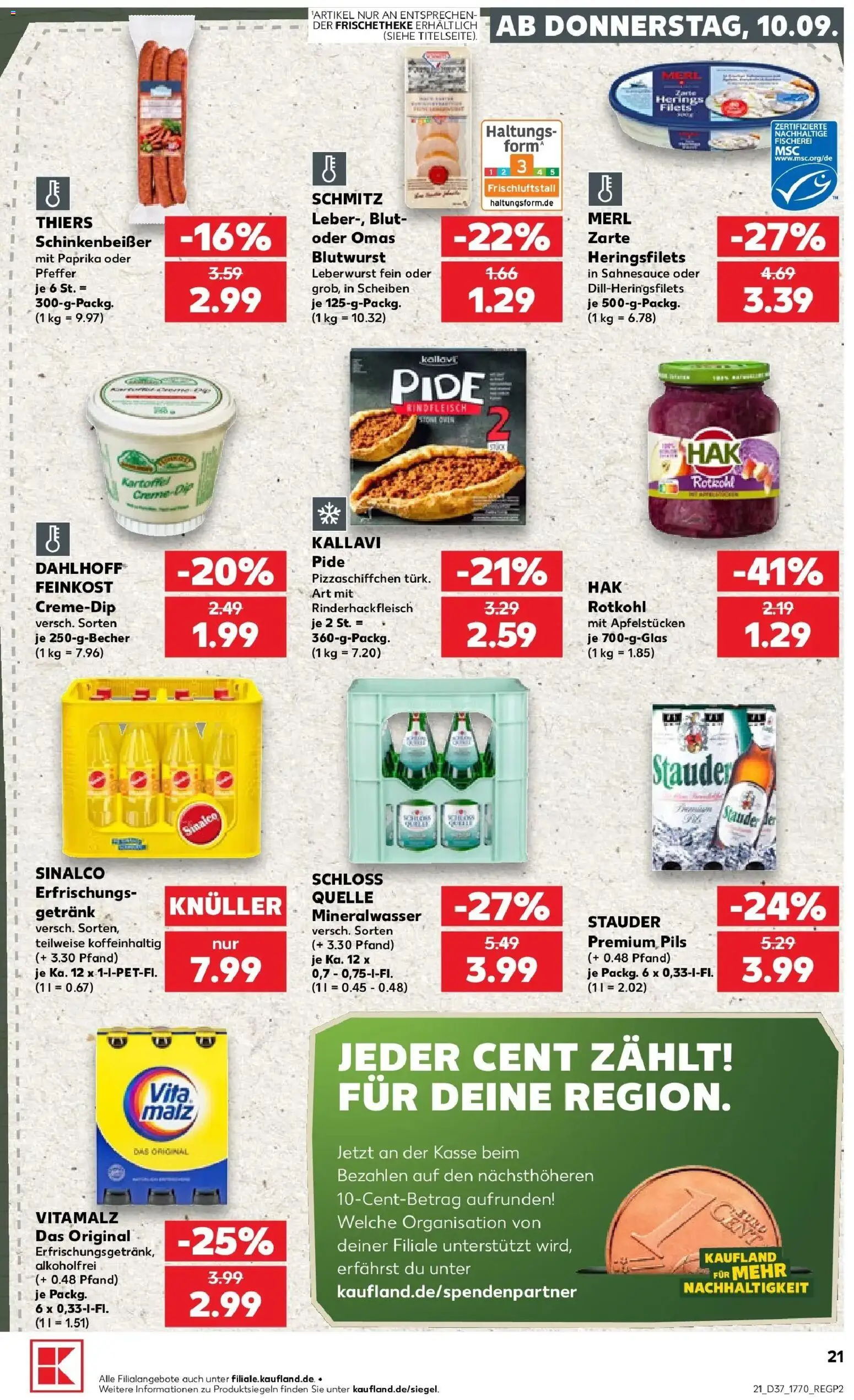Prospekt Kaufland ab 10.09.2026 » Angebote Online zum Blättern | Seite: 21 | Produkte: Sinalco, Pils, Paprika, Rindfleisch