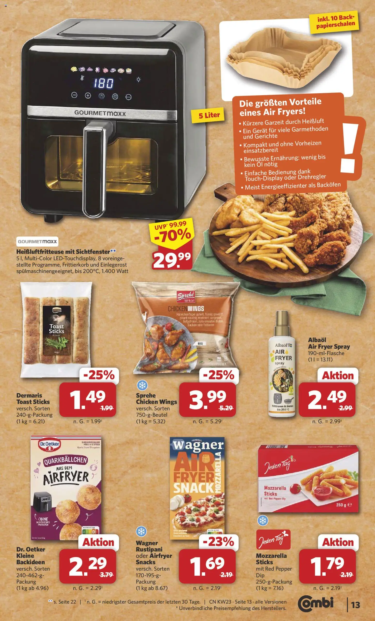 Combi Prospekt – gültig ab 01.06.2026 | Seite: 13 | Produkte: Öl, Toast, Mozzarella, Heißluftfritteuse