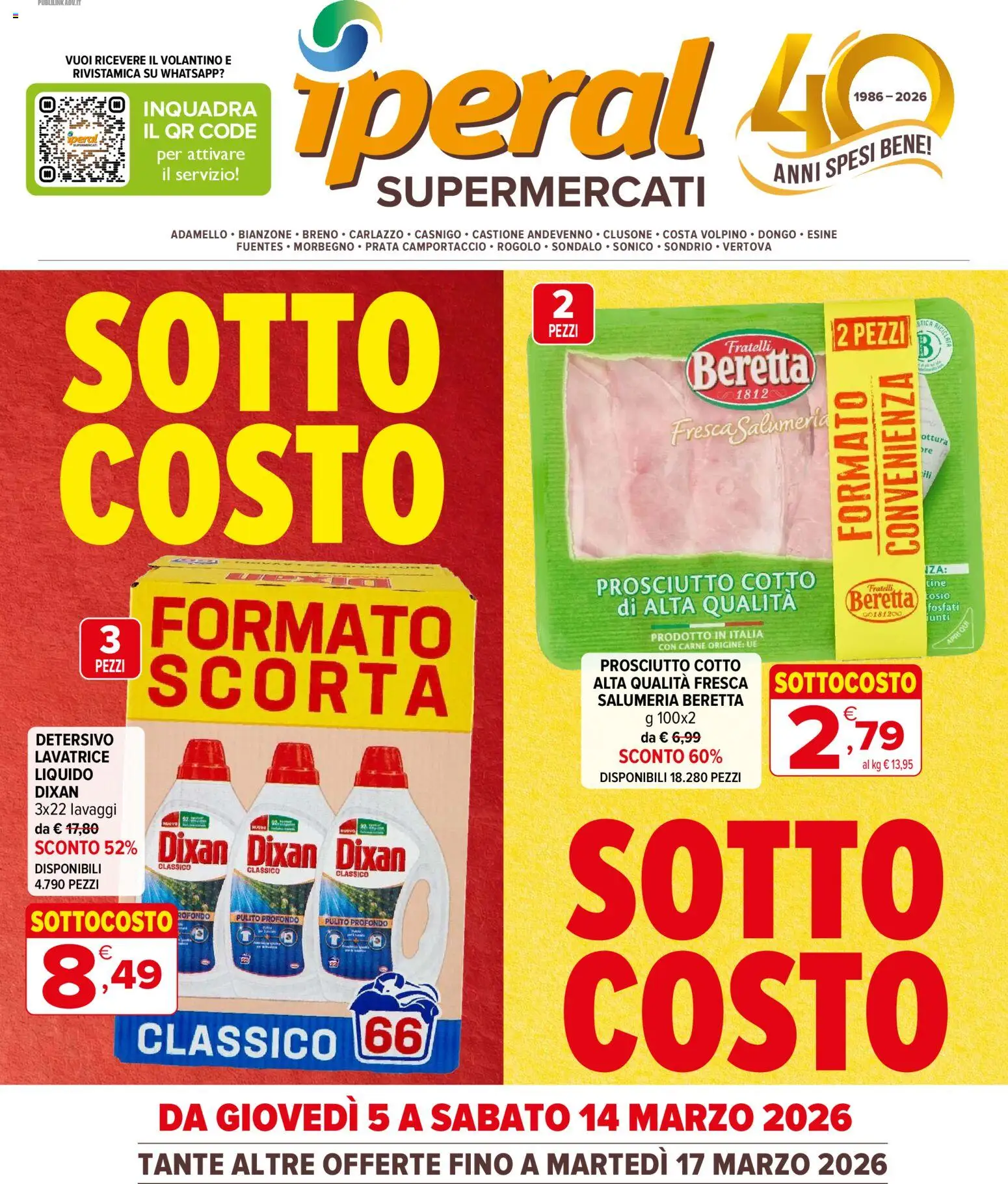 Volantino Iperal del 05.03.2026 | Pagina: 1 | Prodotti: Prosciutto Cotto, Prosciutto, Lavatrice