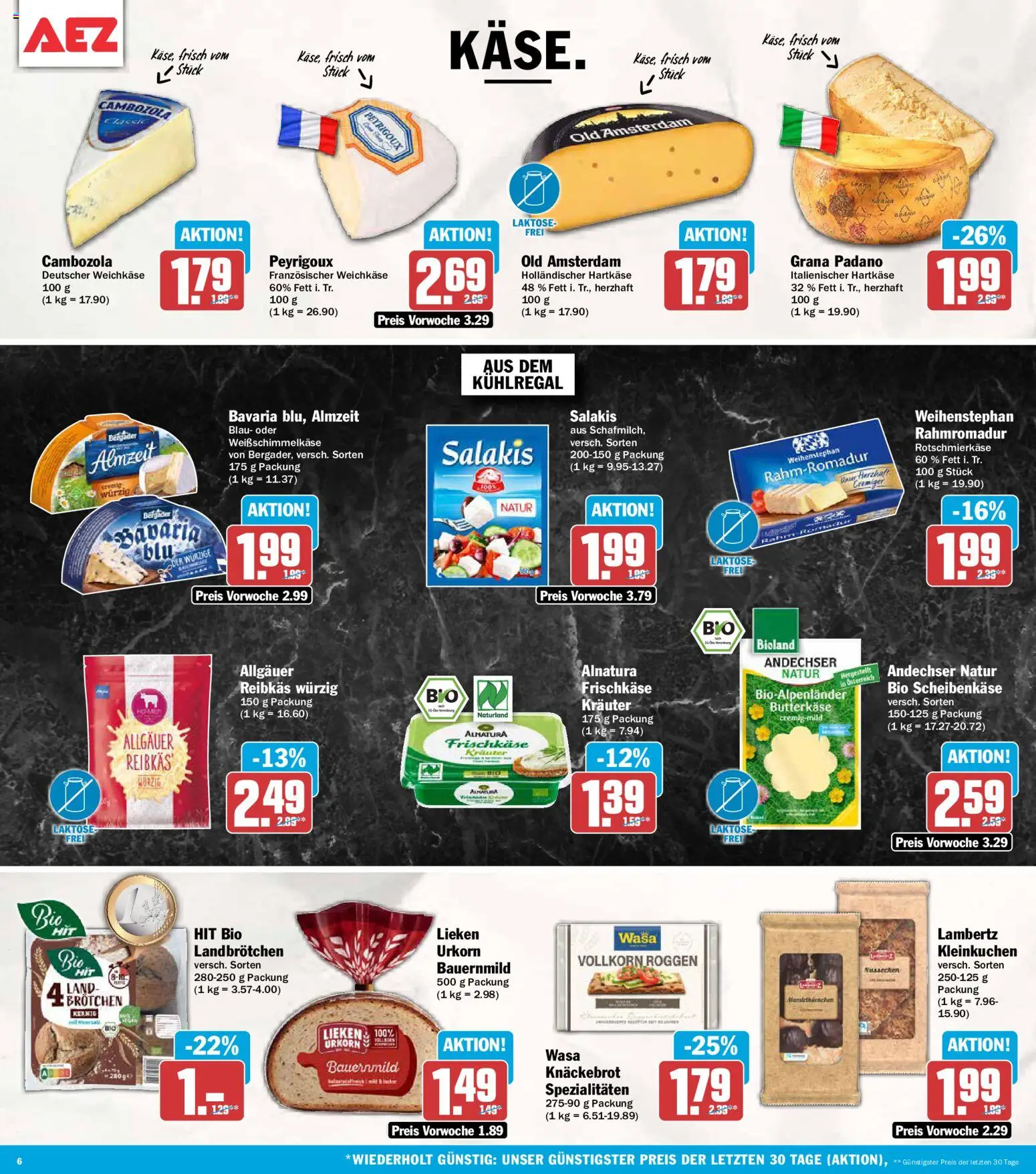 AEZ Prospekt – gültig ab 19.10.2026 | Seite: 6 | Produkte: Grana Padano, Spezialitäten, Salakis, Frischkase