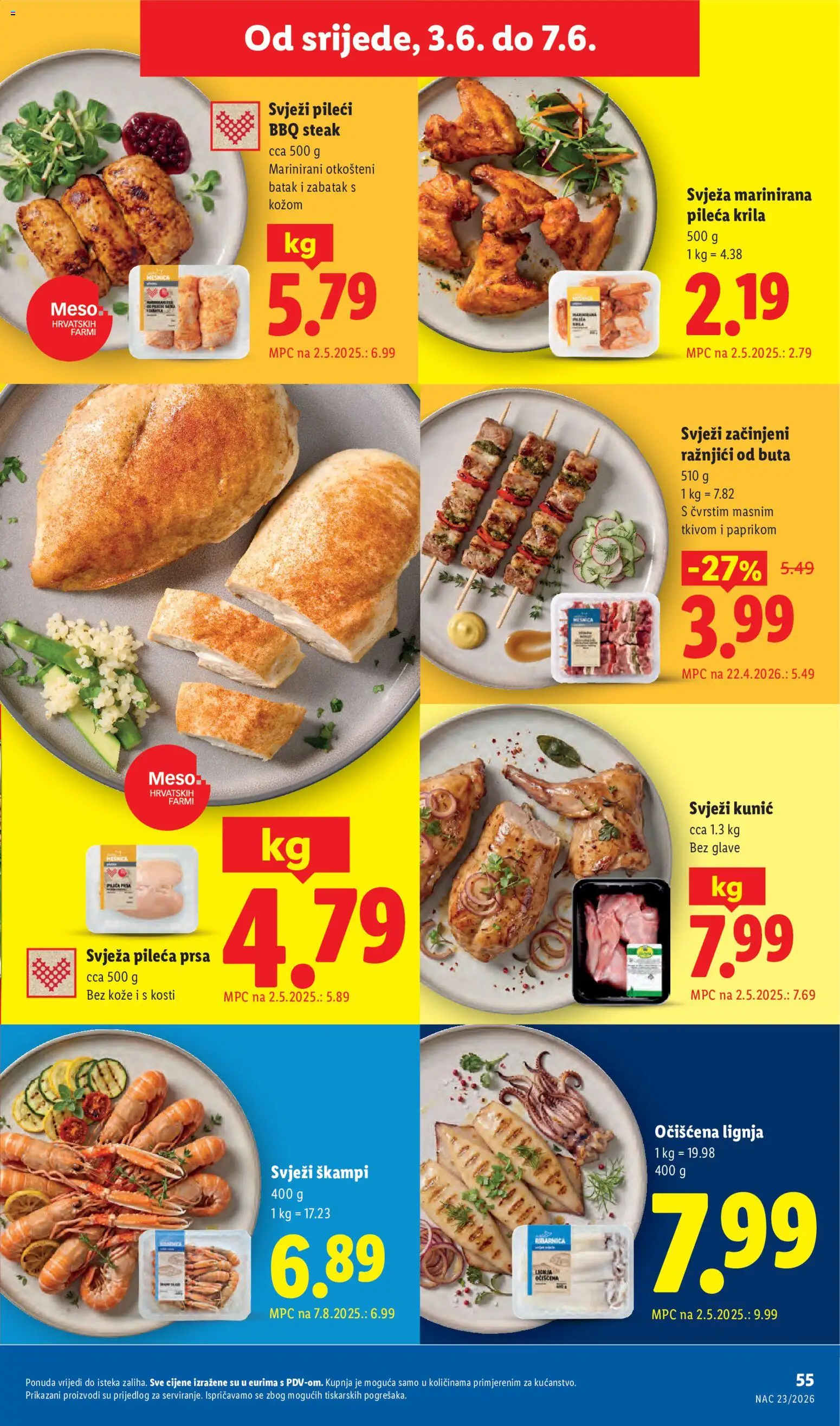 Lidl katalog | vrijedi od 01.06.2026 | Stranica: 55 | Proizvodi: Pileća krila, Meso, Pileća prsa