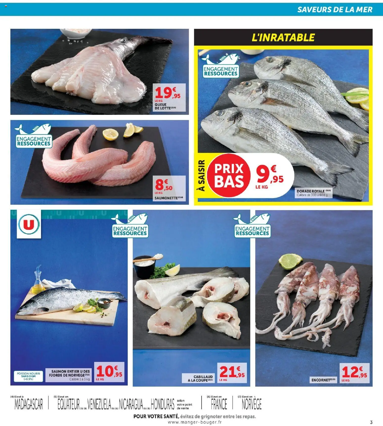 {H1} | Page: 3 | Produits: Queue de lotte, Saumon entier, Dorade royale, Poisson