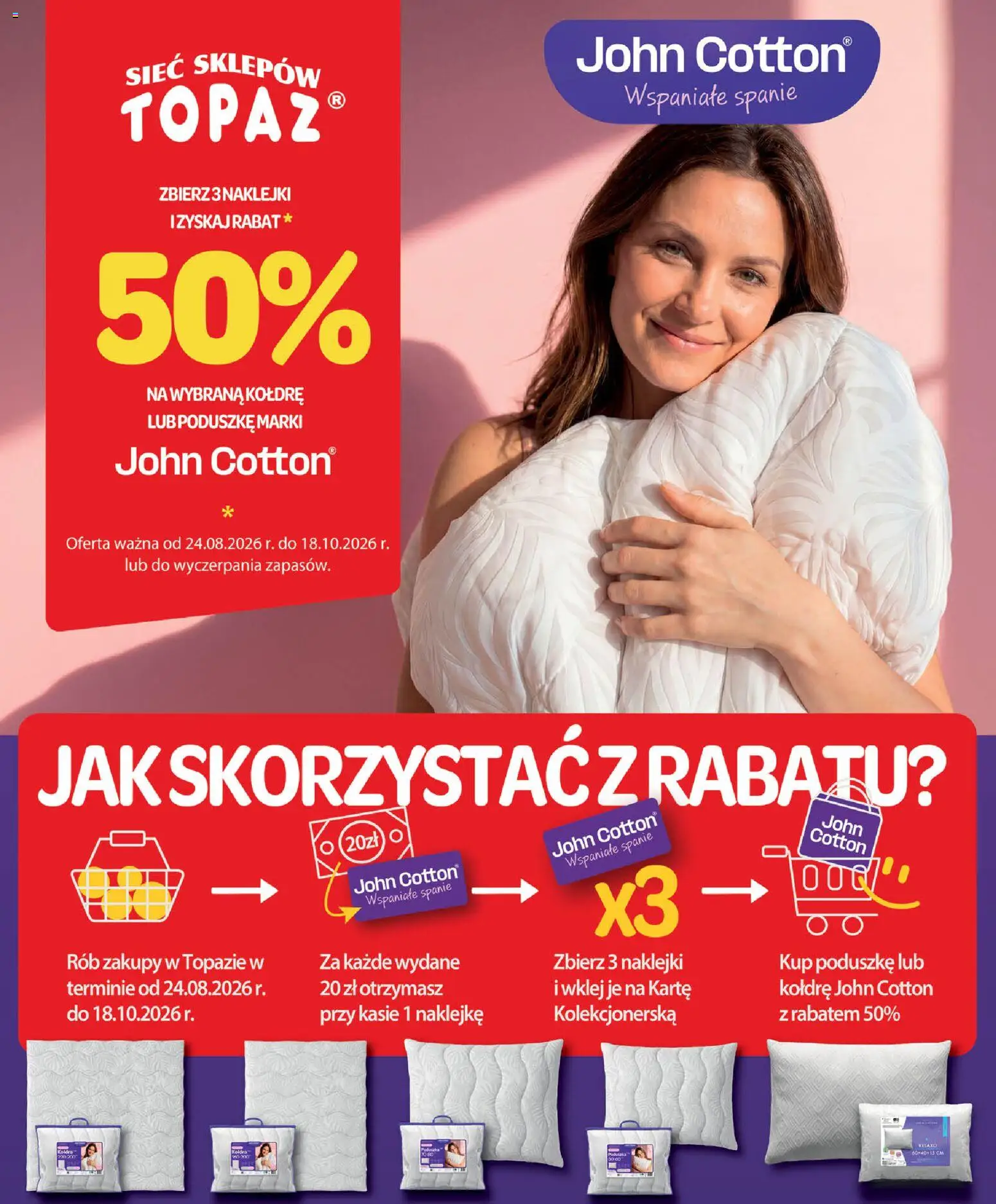 Topaz gazetka - MAZ od 17.09.2026 | Strona: 38 | Produkty: Poduszka, Naklejki, Kołdra