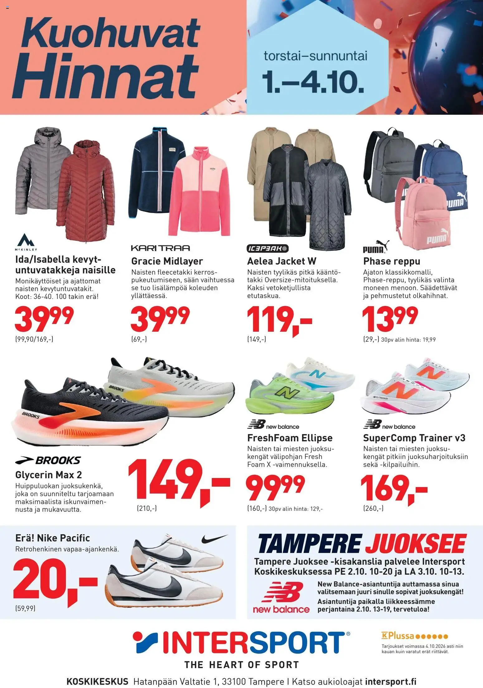 Intersport Kuohuvat Hinnat – voimassa 01/10/2026 alkaen | Sivu: 1 | Tuotteet: Takki, Reppu