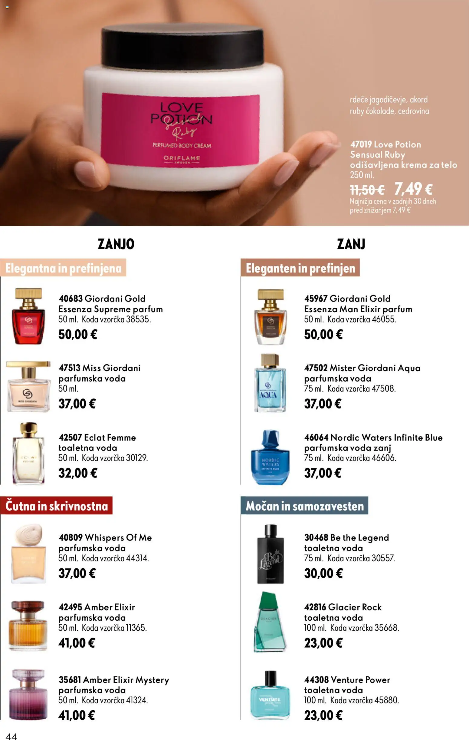 Novi Oriflame katalog ponudbe – veljaven od 26.08.2026 | Stran: 44 | Izdelki: Parfum, Krema, Krema za telo, Parfumska voda