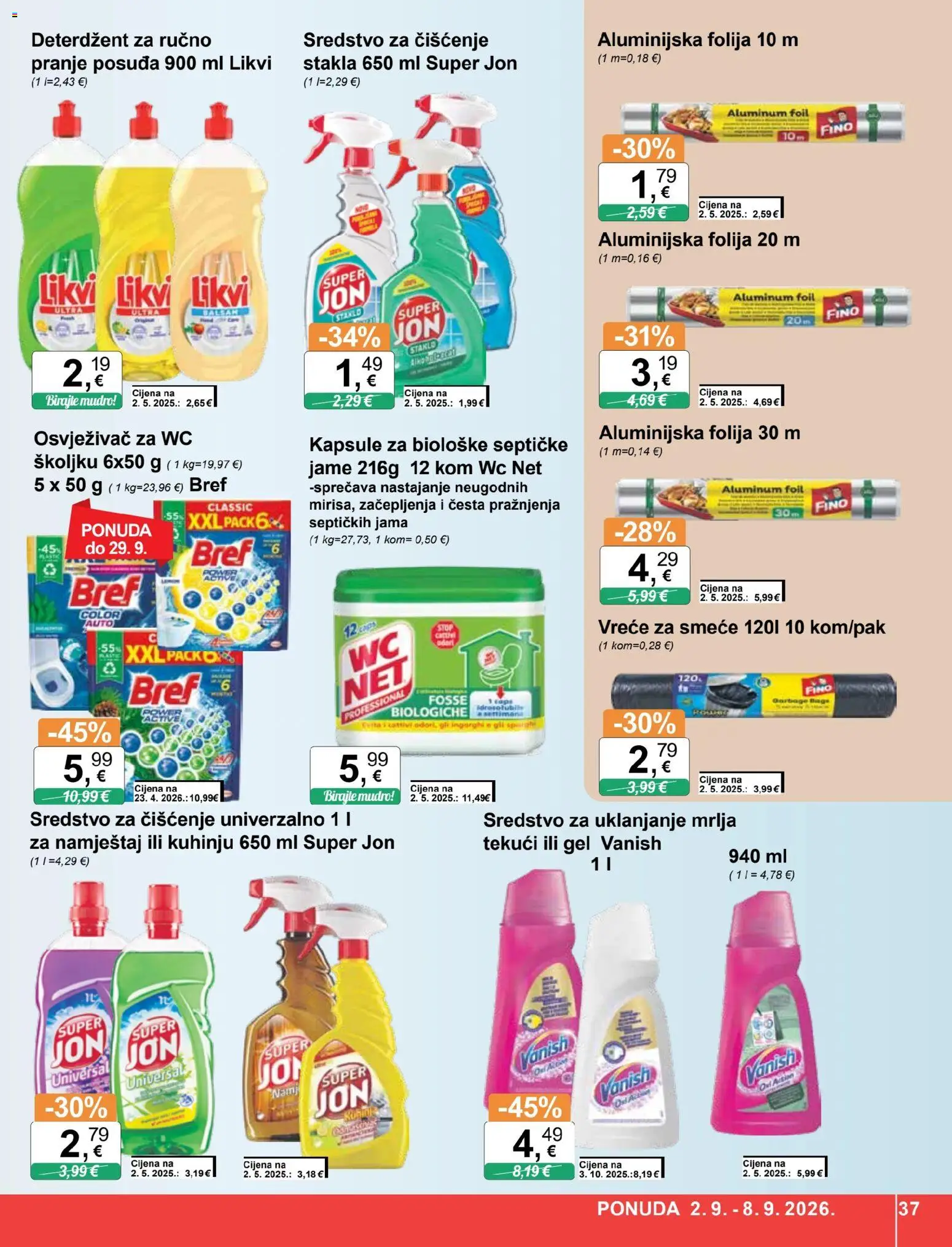 KTC katalog | vrijedi od 02.09.2026 | Stranica: 37 | Proizvodi: Sredstvo za uklanjanje mrlja, Vanish, Staklo, Aluminijska folija