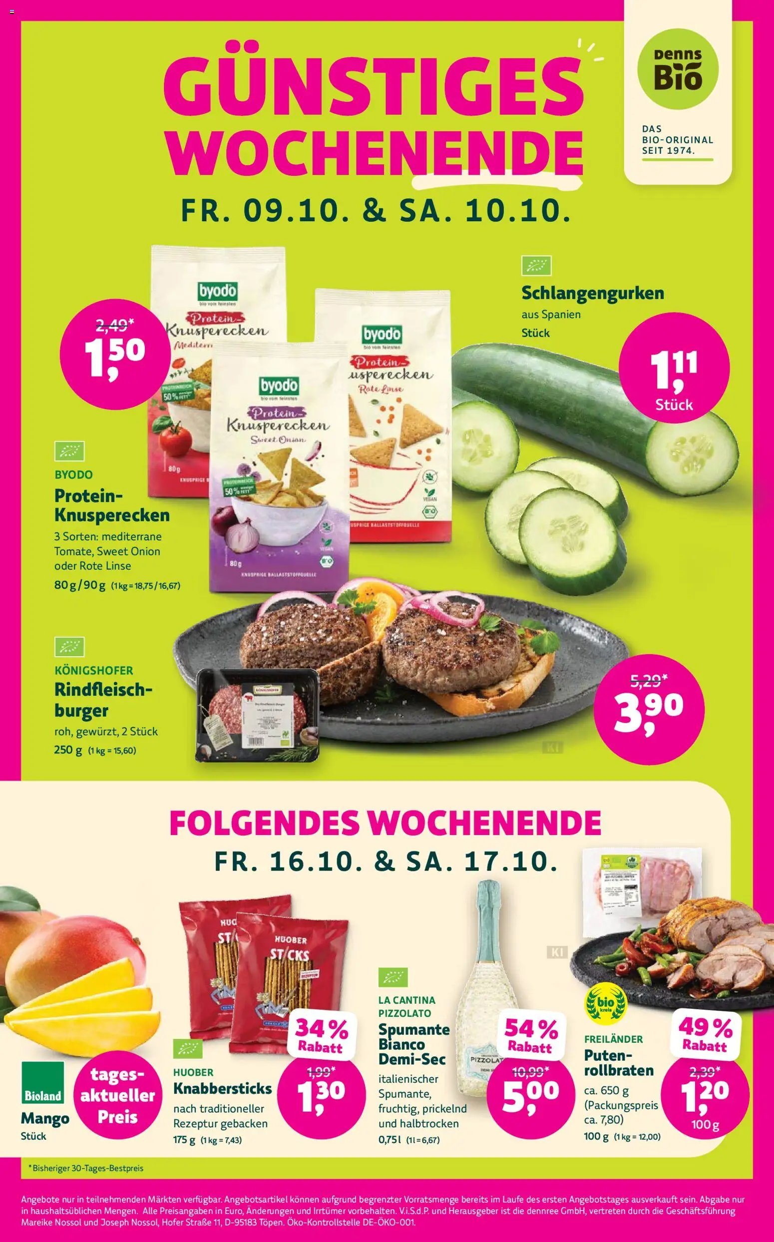 Denns BioMarkt Angebote – gültig ab 07.10.2026 | Seite: 4 | Produkte: Burger, Mango, Rindfleisch