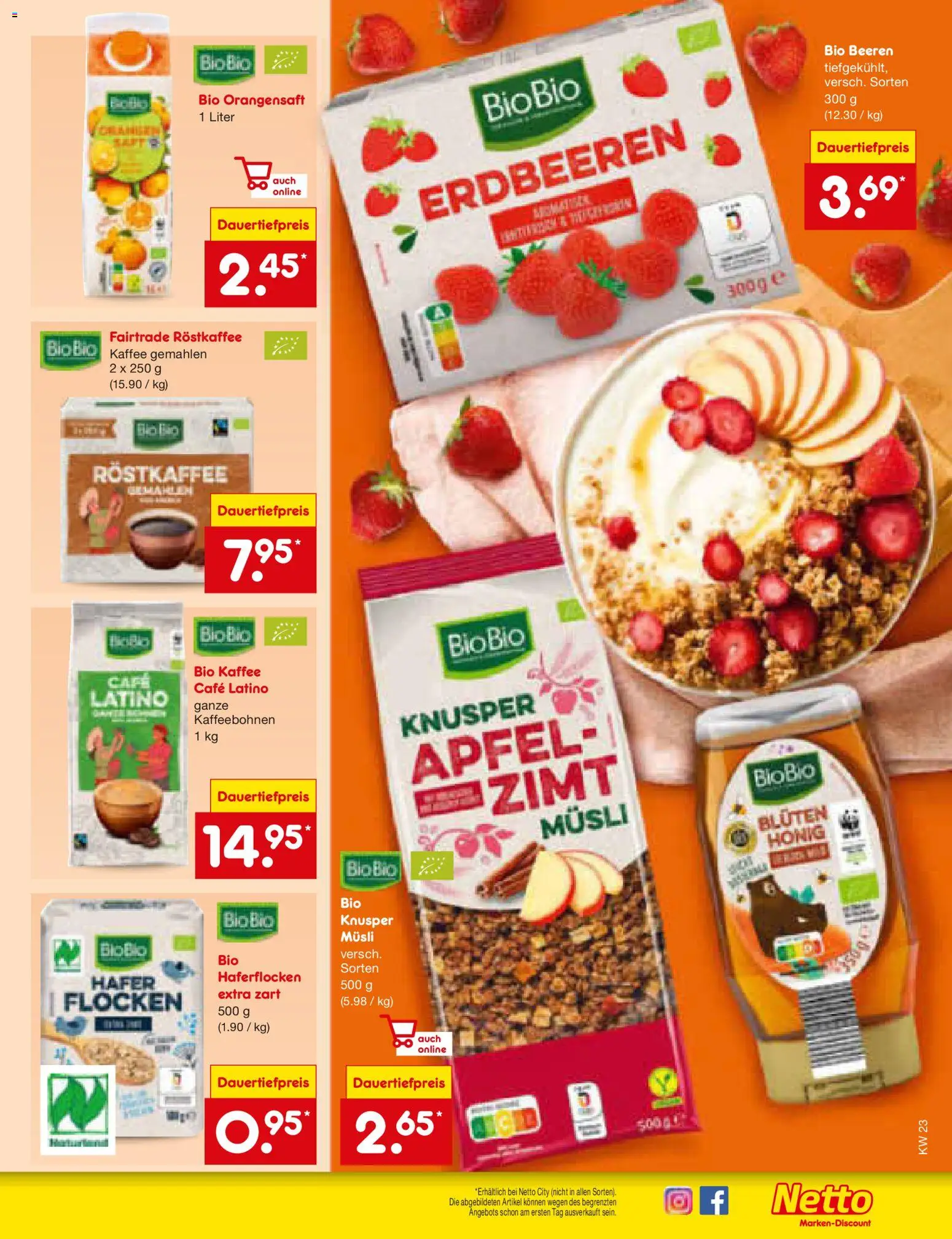 Netto Marken-Discount Prospekt – gültig ab 01.06.2026 | Seite: 61 | Produkte: Äpfel, Orangensaft, Erdbeeren, Flocken